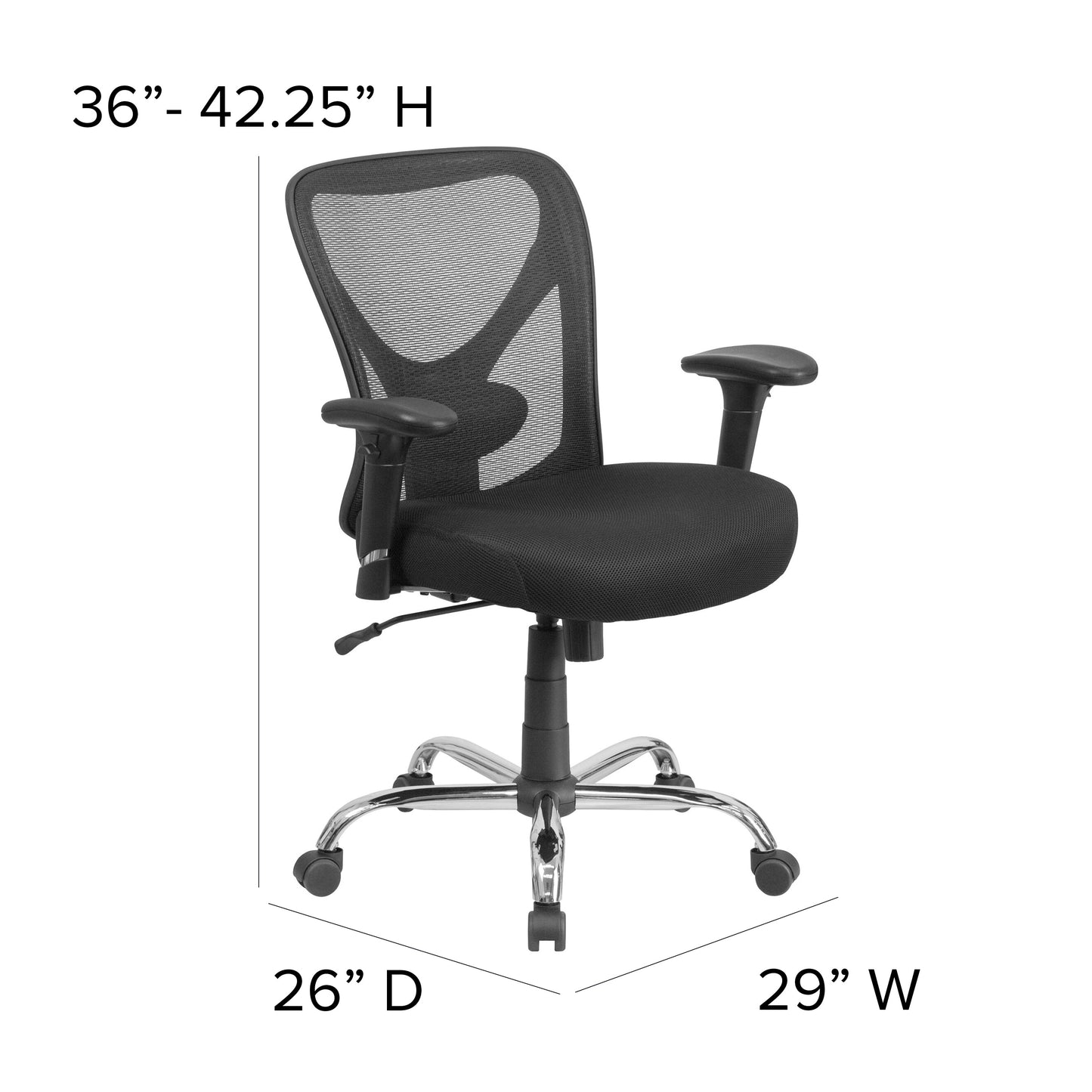 Black 400LB Mid-Back Chair GO-2032-GG