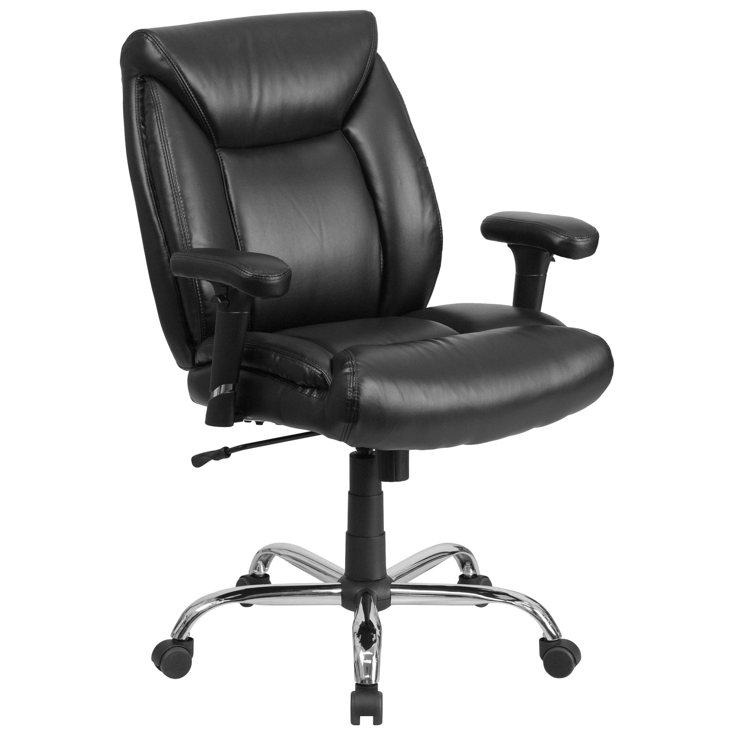 Black 400LB Mid-Back Chair GO-2073-LEA-GG