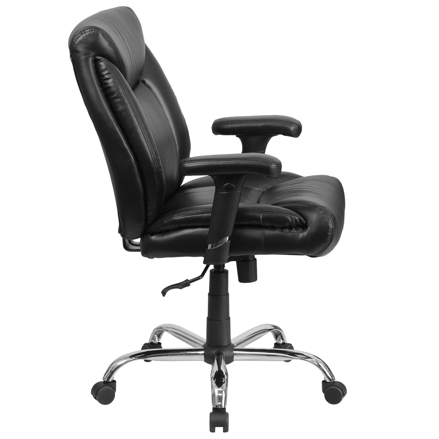 Black 400LB Mid-Back Chair GO-2073-LEA-GG