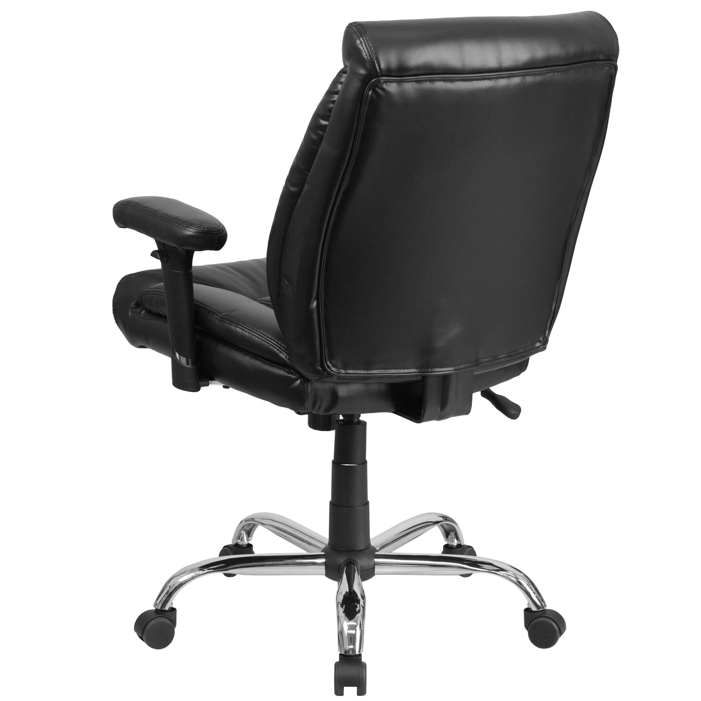 Black 400LB Mid-Back Chair GO-2073-LEA-GG