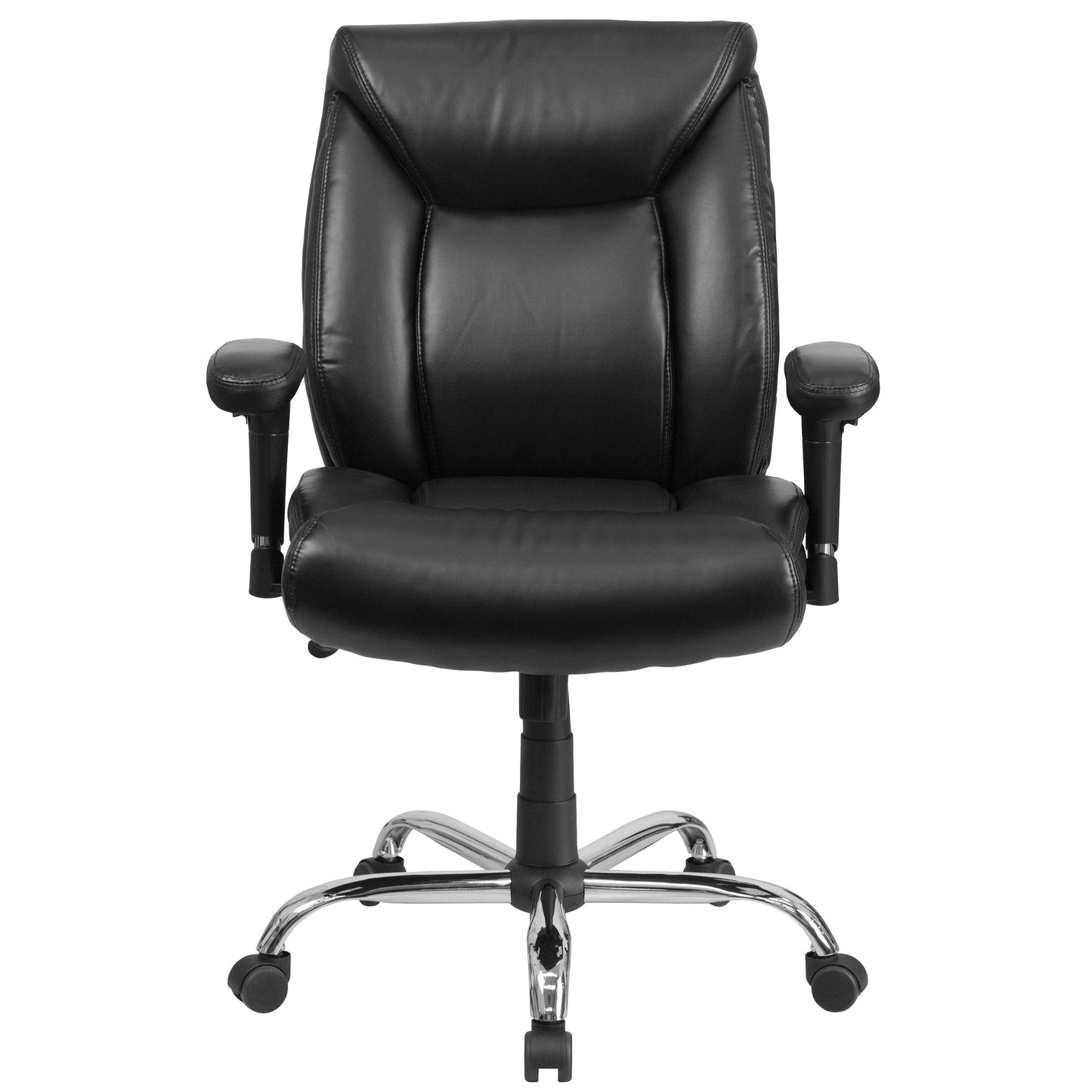 Black 400LB Mid-Back Chair GO-2073-LEA-GG