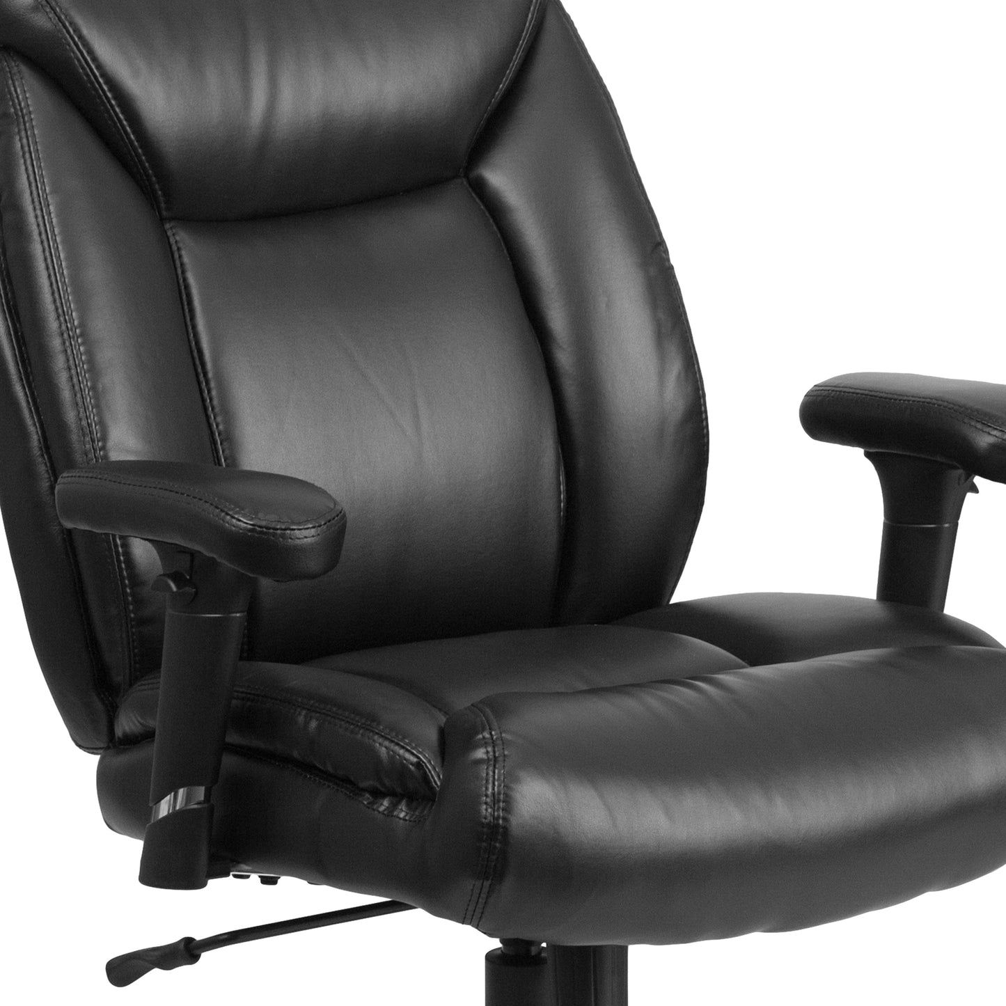 Black 400LB Mid-Back Chair GO-2073-LEA-GG