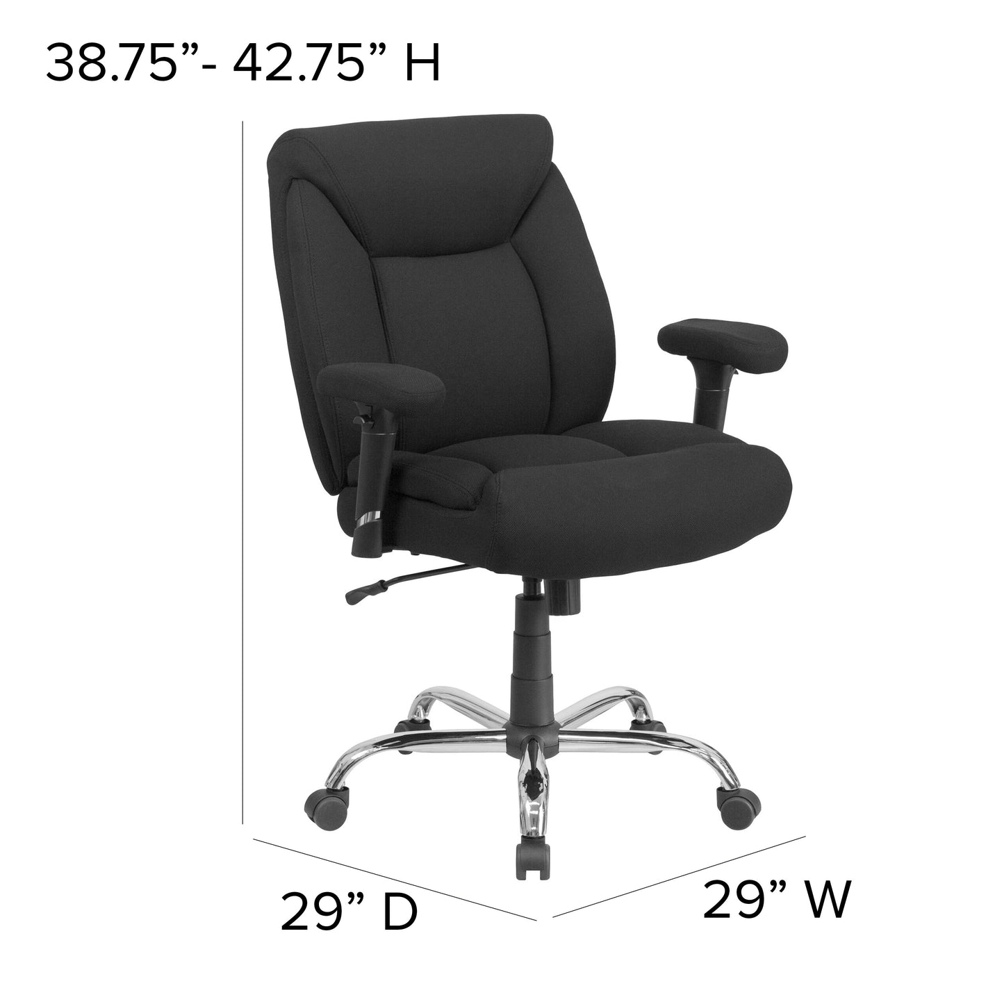 Black 400LB Mid-Back Chair GO-2073F-GG