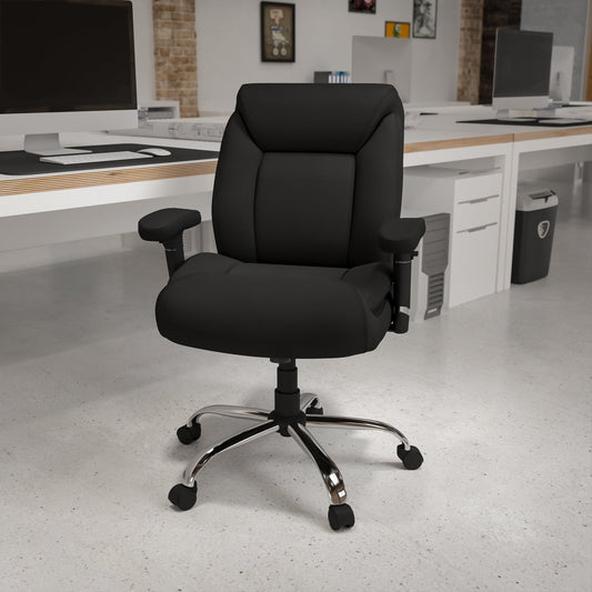 Black 400LB Mid-Back Chair GO-2073F-GG