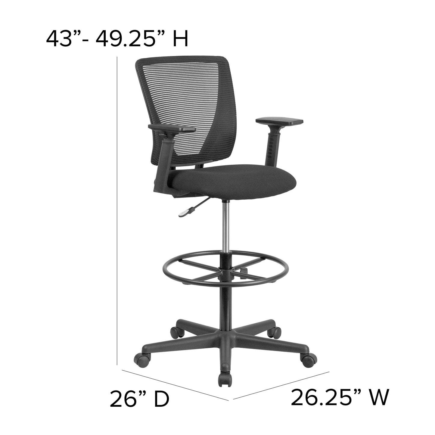 Black Mesh Draft Chair w/ Arms GO-2100-A-GG