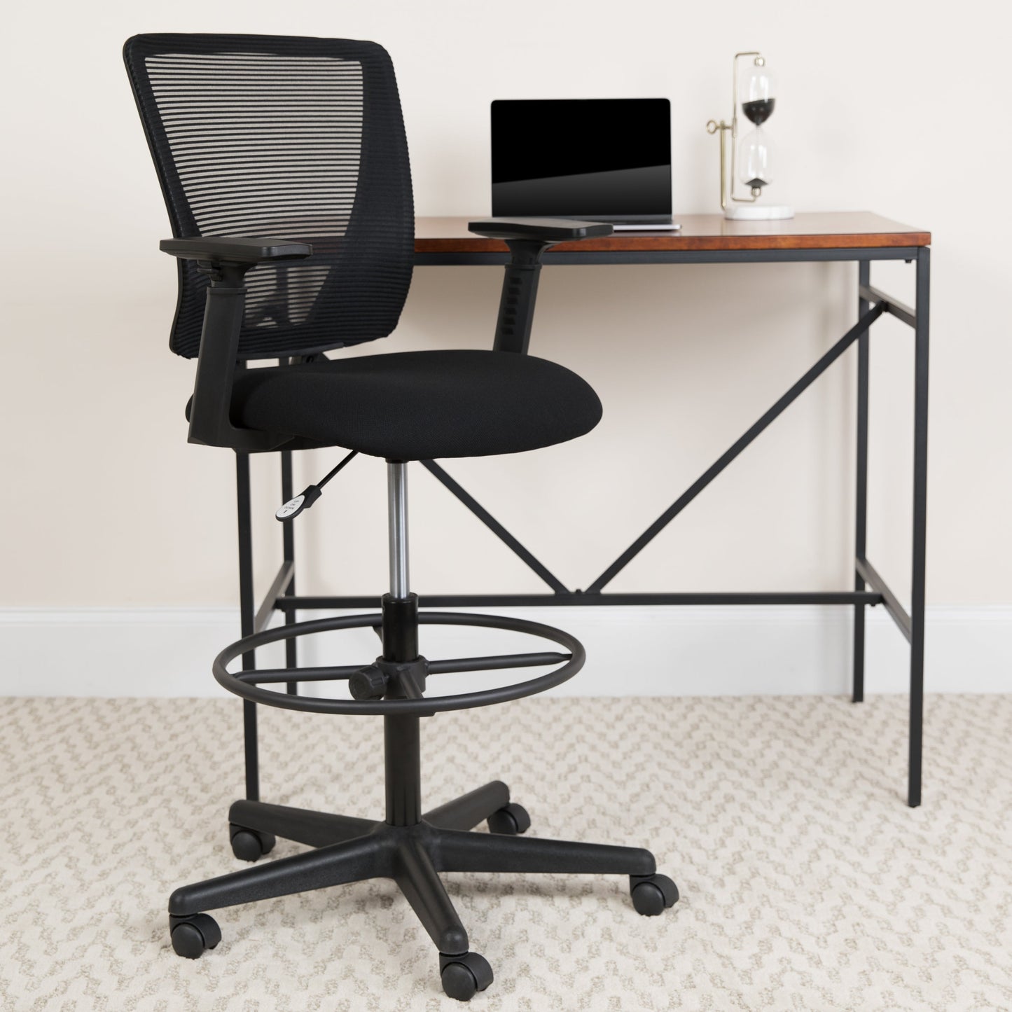 Black Mesh Draft Chair w/ Arms GO-2100-A-GG