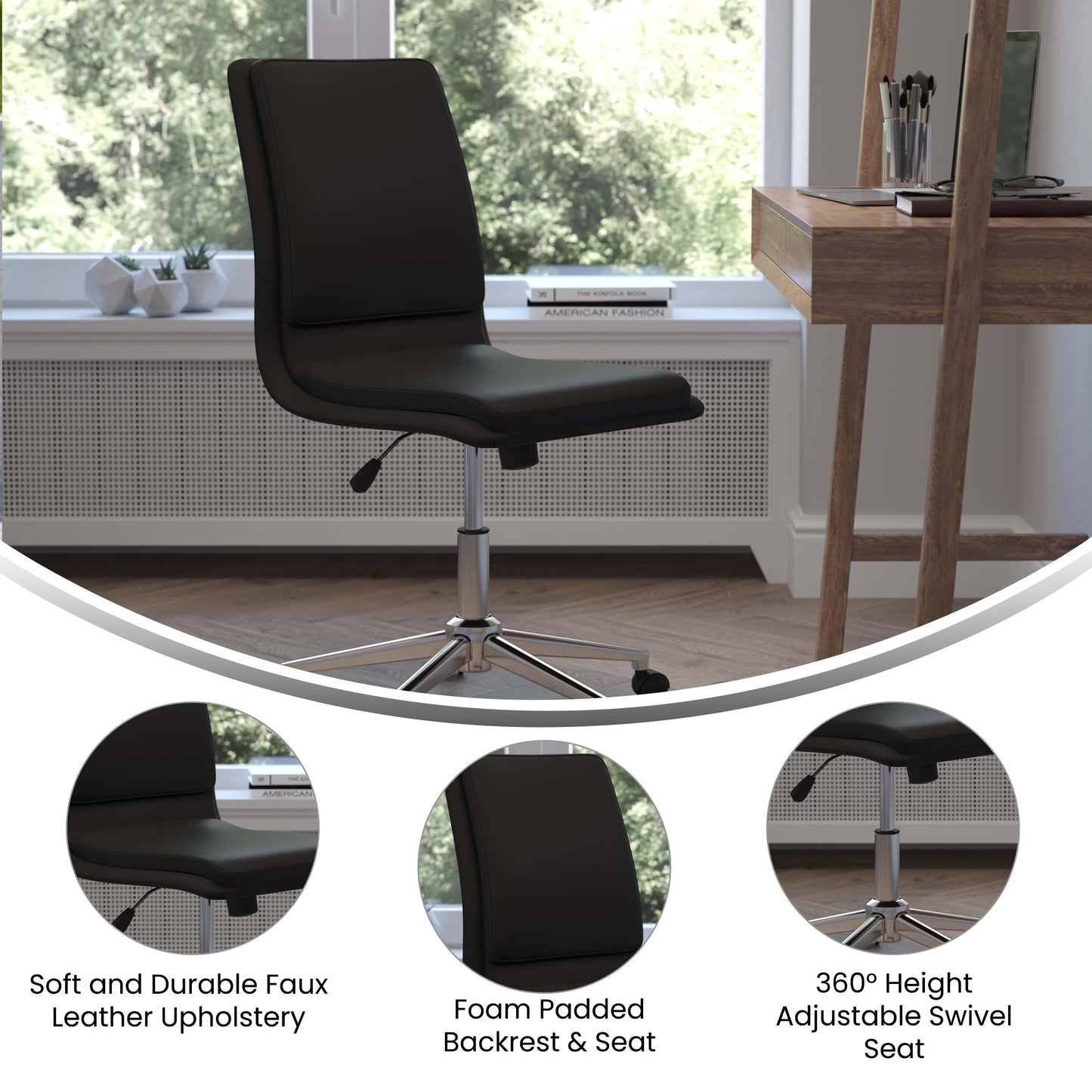 Black LeatherSoft Office Chair GO-21111-BK-GG