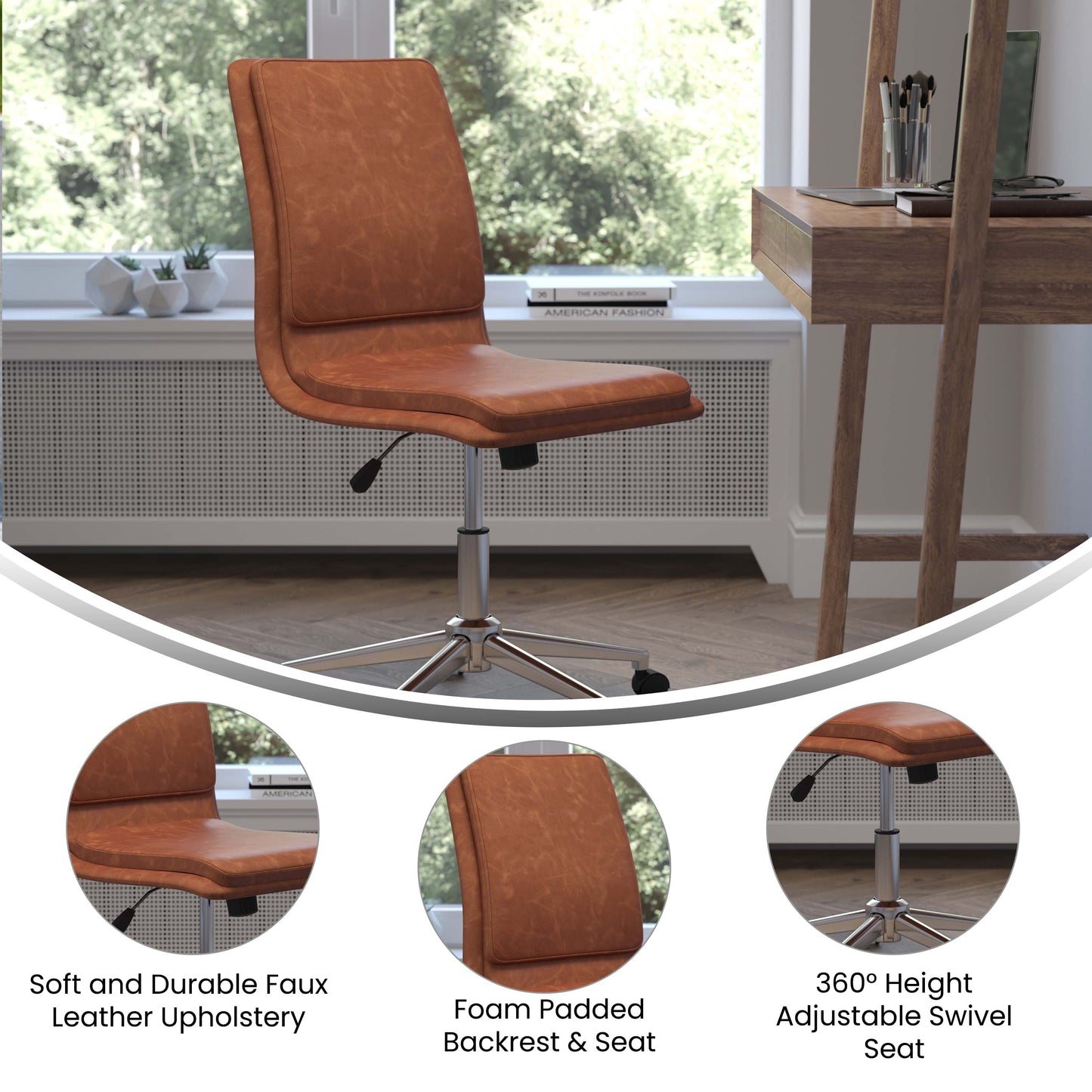 Cognac LeatherSoft Chair GO-21111-BR-GG