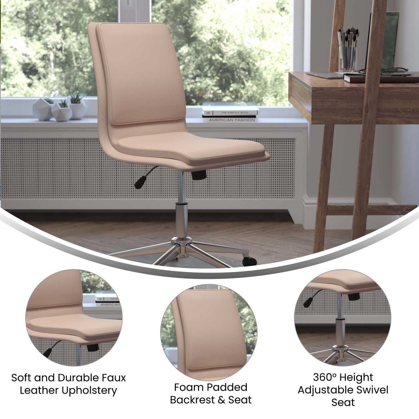 Taupe LeatherSoft Office Chair GO-21111-TAUPE-GG