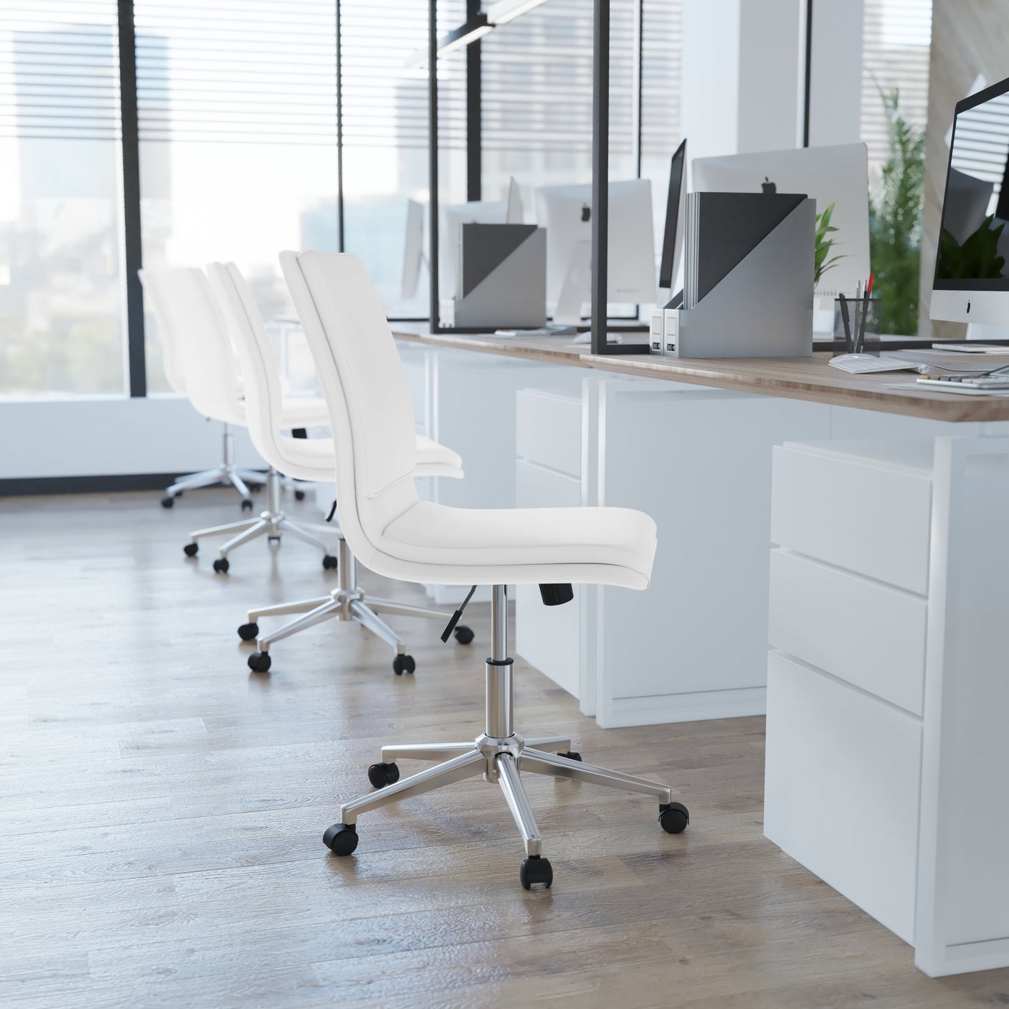 White LeatherSoft Office Chair GO-21111-WH-GG