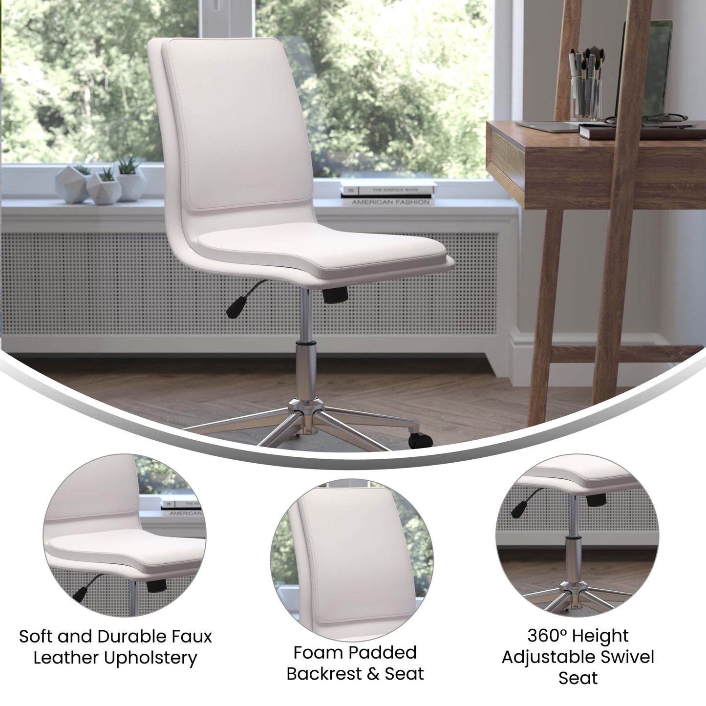 White LeatherSoft Office Chair GO-21111-WH-GG