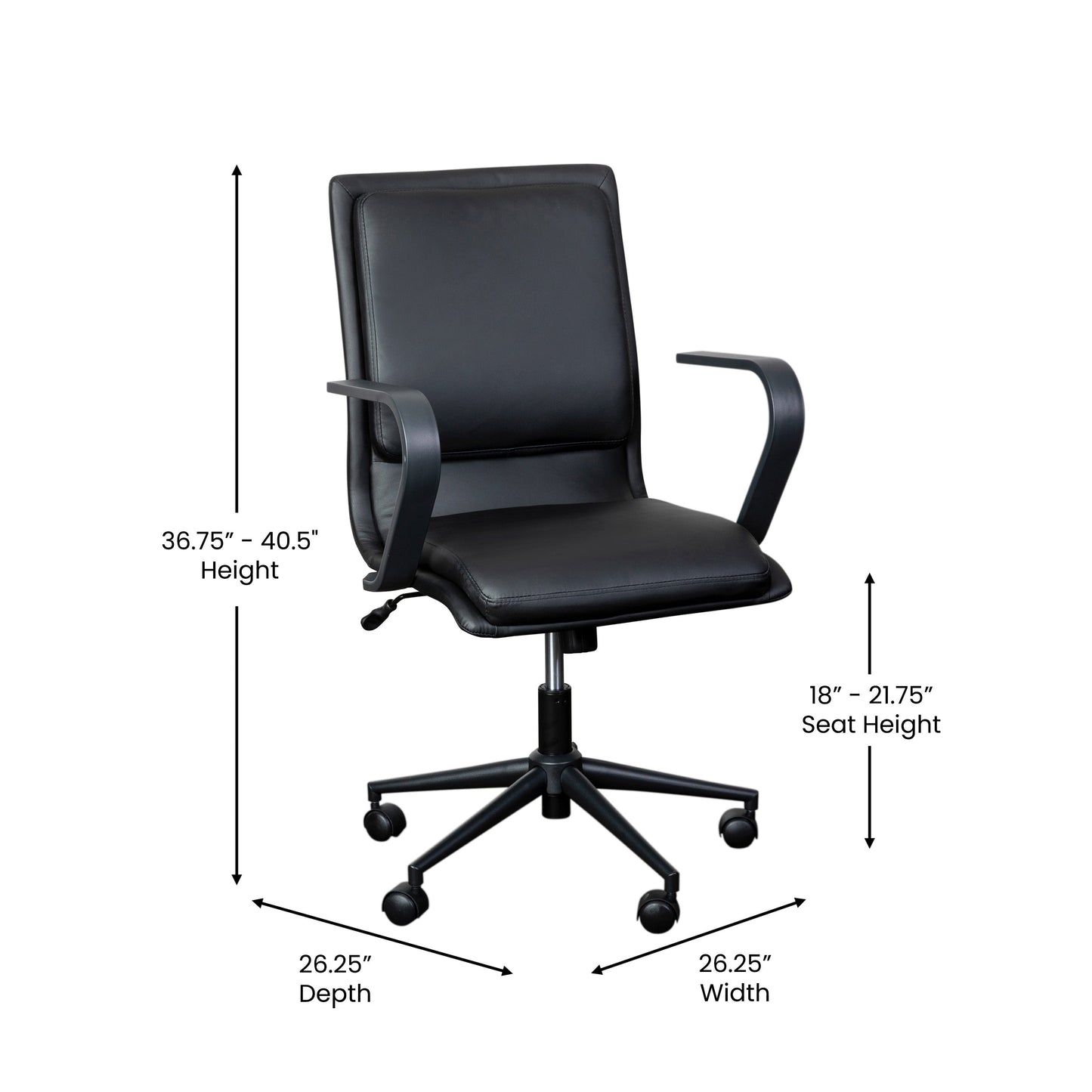 Black Swivel Desk Chair GO-21111B-BK-BK-GG