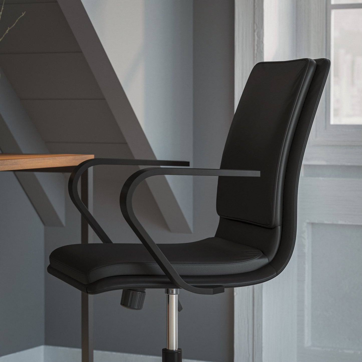 Black Swivel Desk Chair GO-21111B-BK-BK-GG