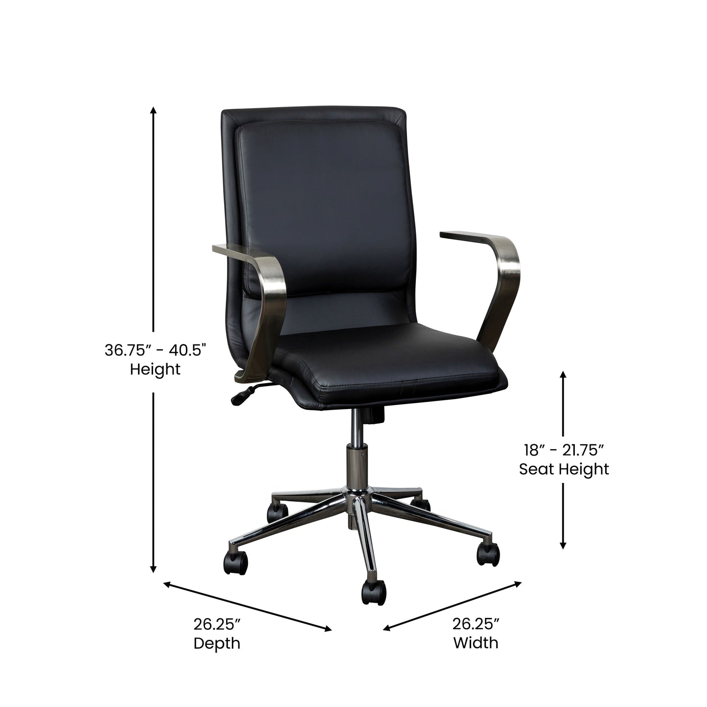 Black/Chrome Swivel Desk Chair GO-21111B-BK-CHR-GG