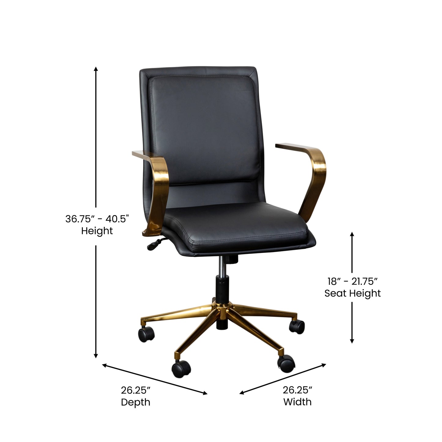 Black/Gold Swivel Desk Chair GO-21111B-BK-GLD-GG