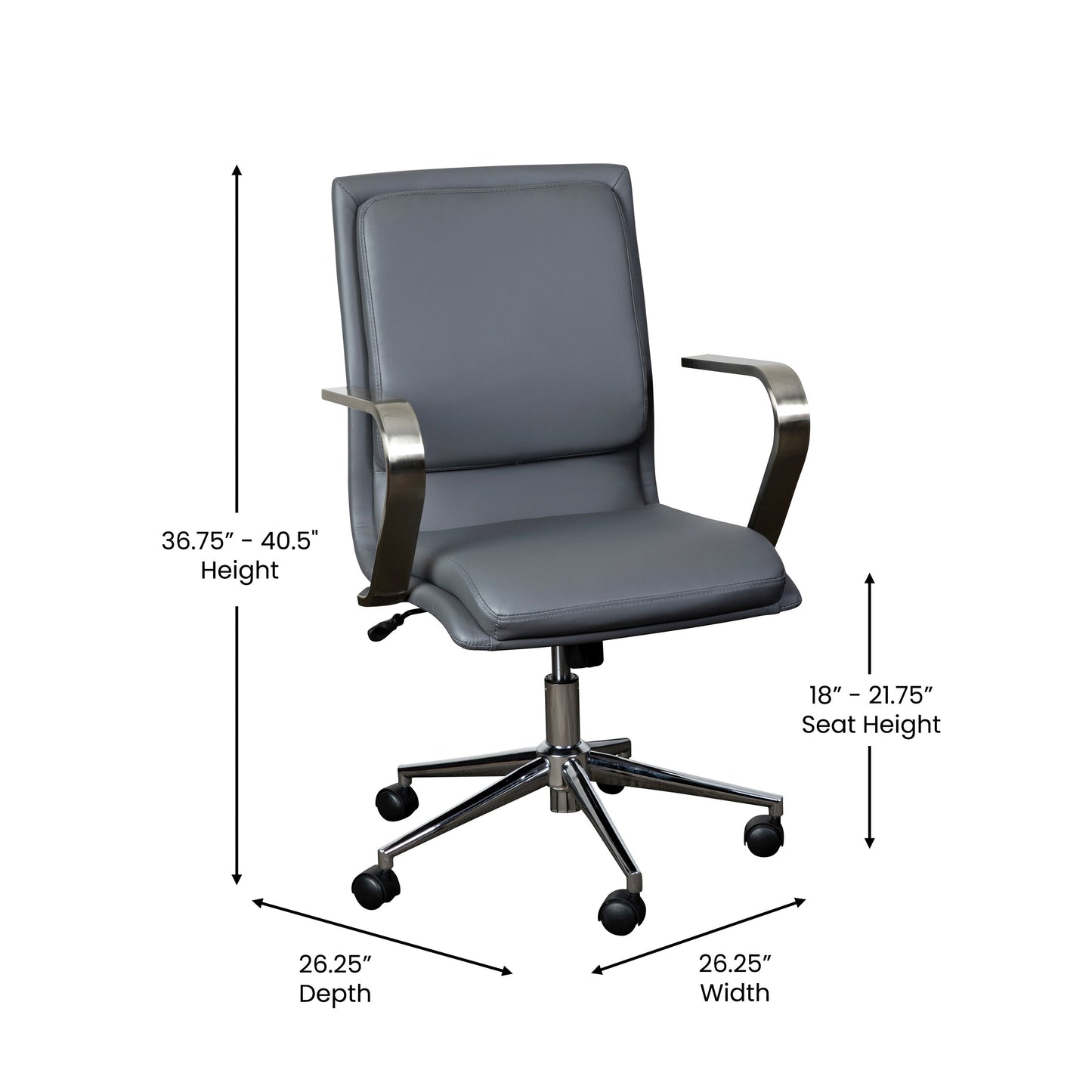 Gray/Chrome Swivel Desk Chair GO-21111B-GY-CHR-GG