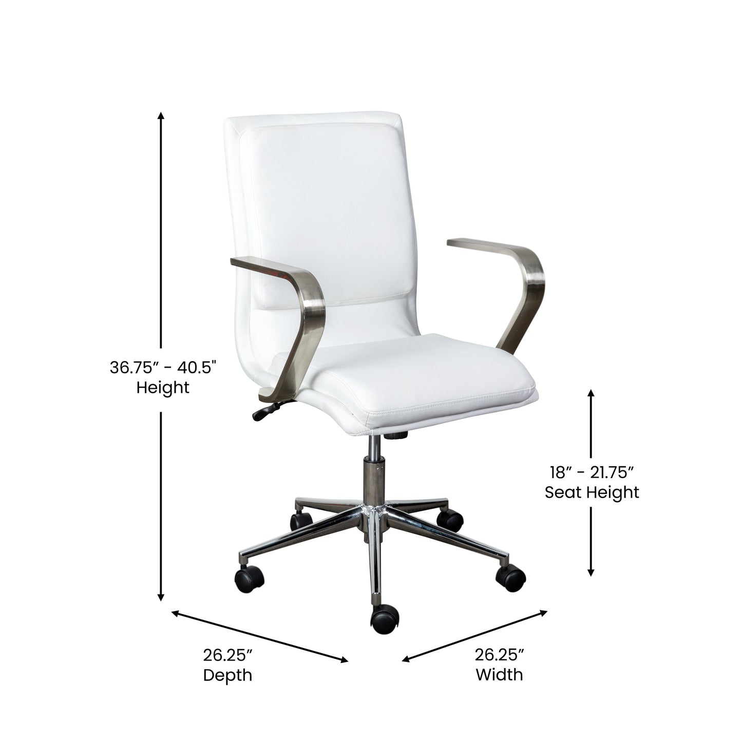 White/Chrome Swivel Desk Chair GO-21111B-WH-CHR-GG