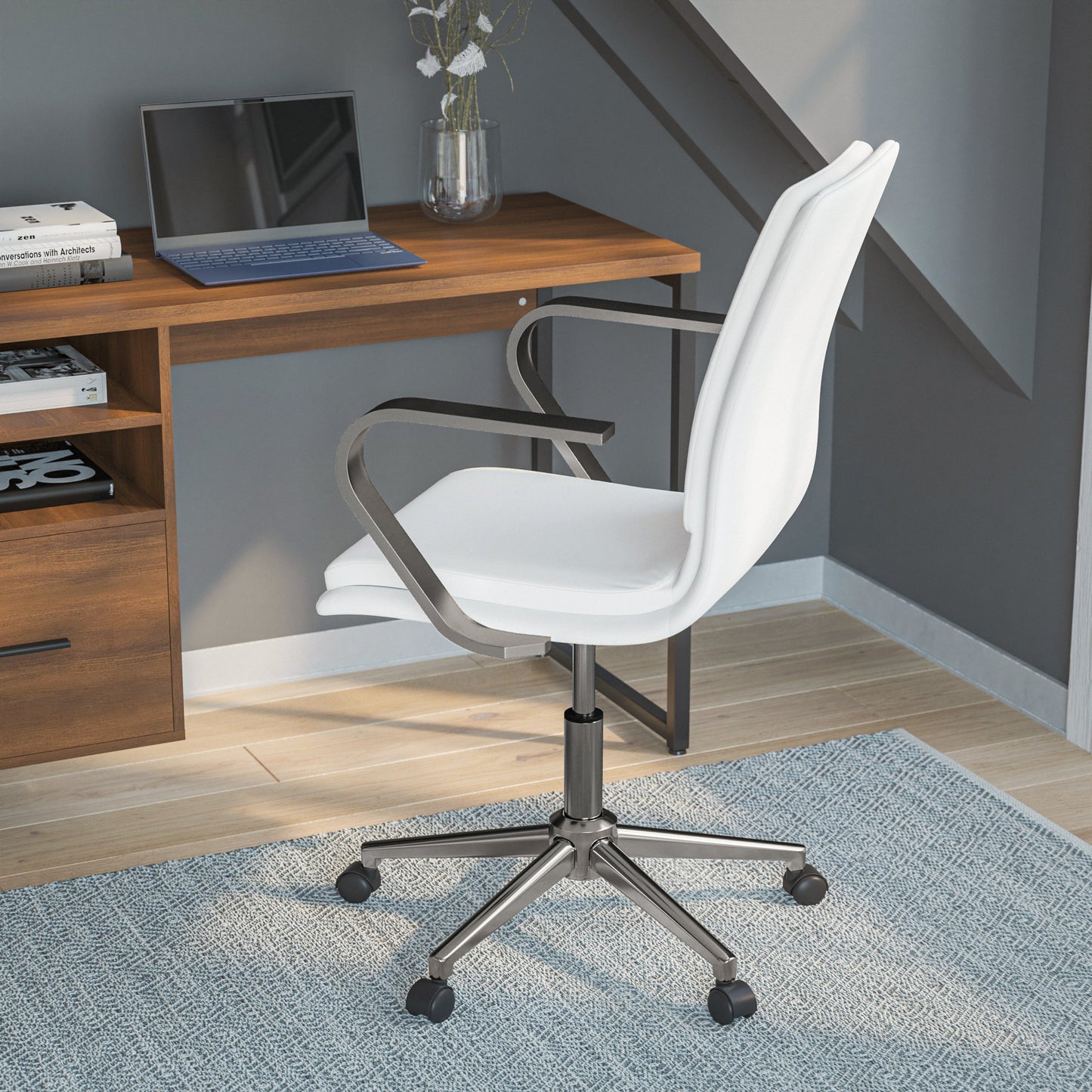 White/Chrome Swivel Desk Chair GO-21111B-WH-CHR-GG