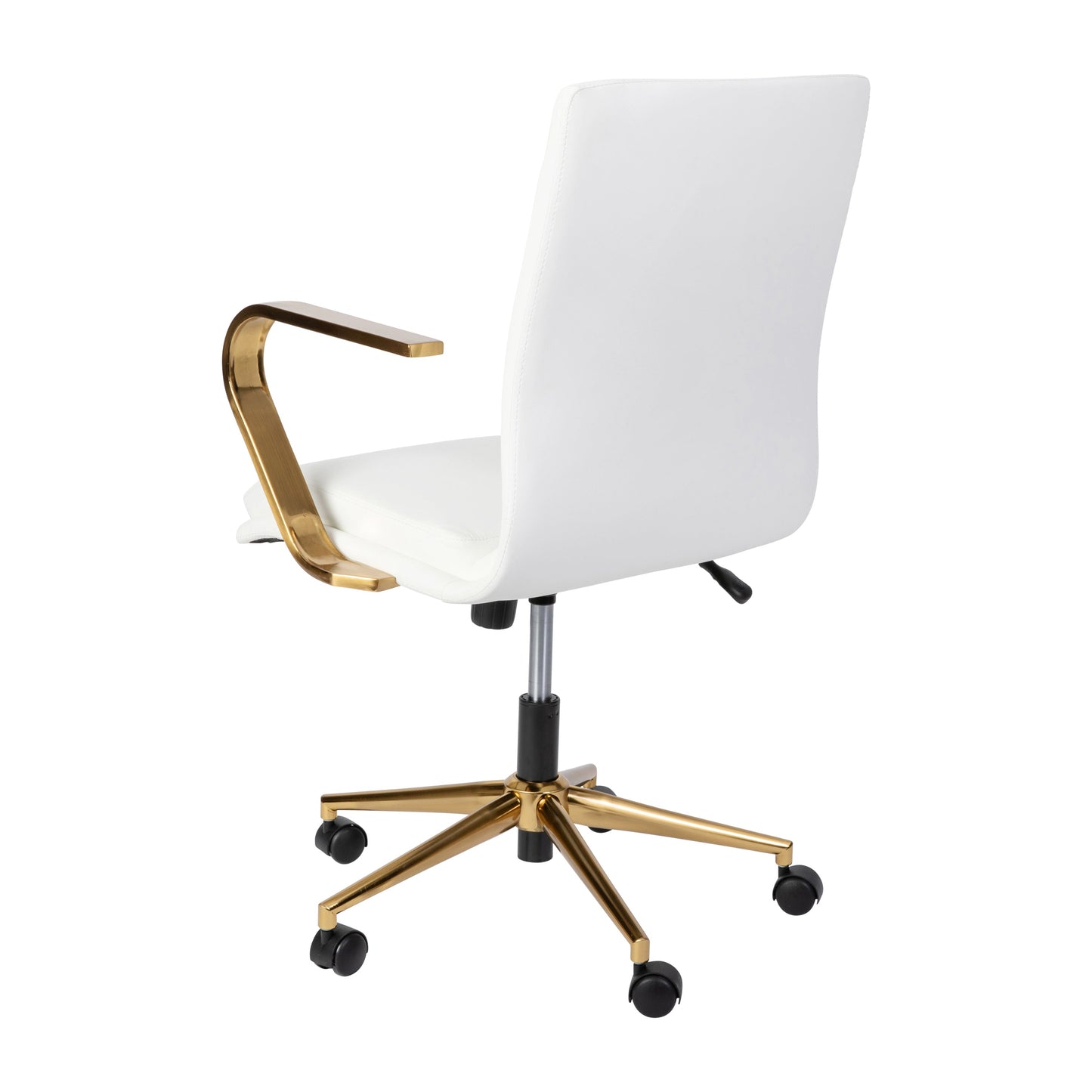 White/Gold Swivel Desk Chair GO-21111B-WH-GLD-GG