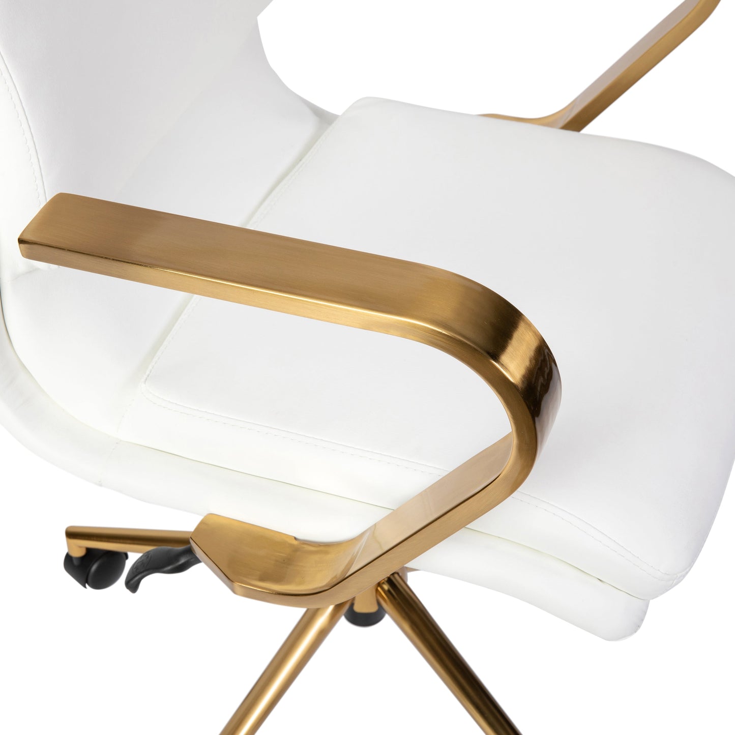 White/Gold Swivel Desk Chair GO-21111B-WH-GLD-GG