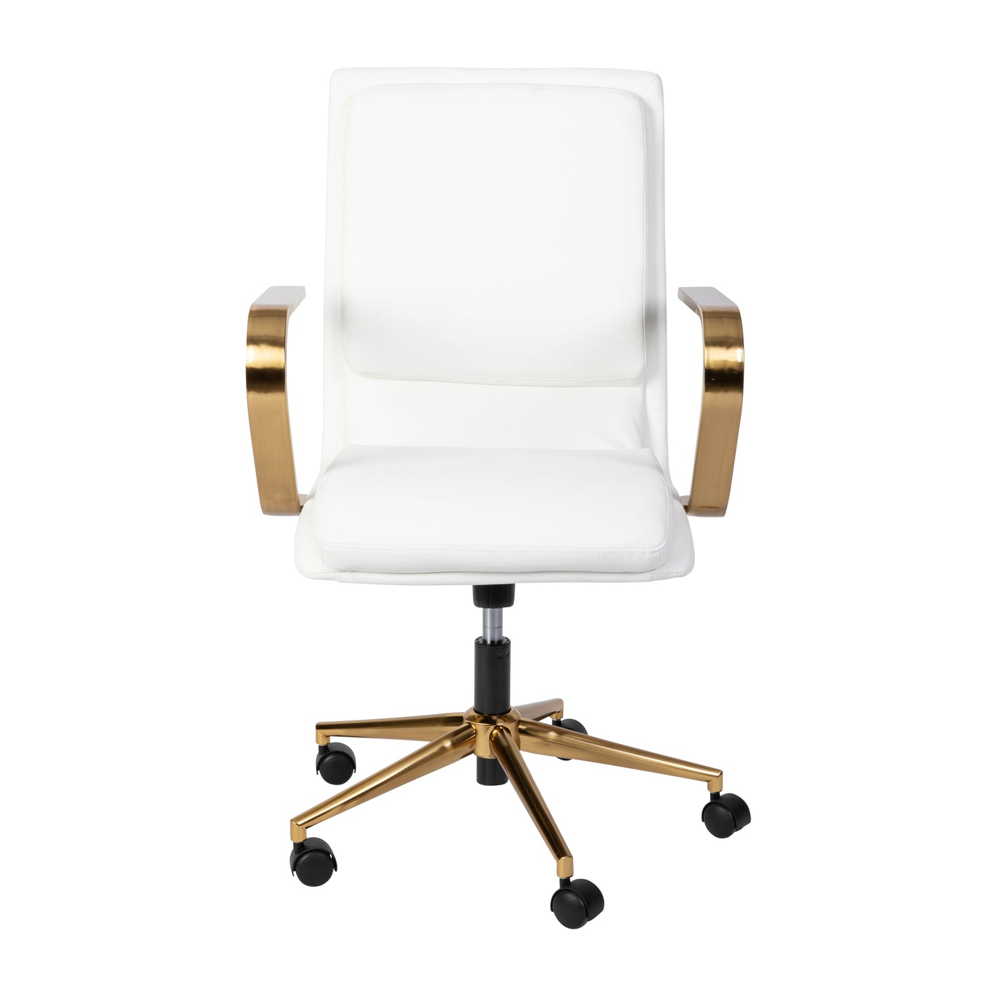 White/Gold Swivel Desk Chair GO-21111B-WH-GLD-GG