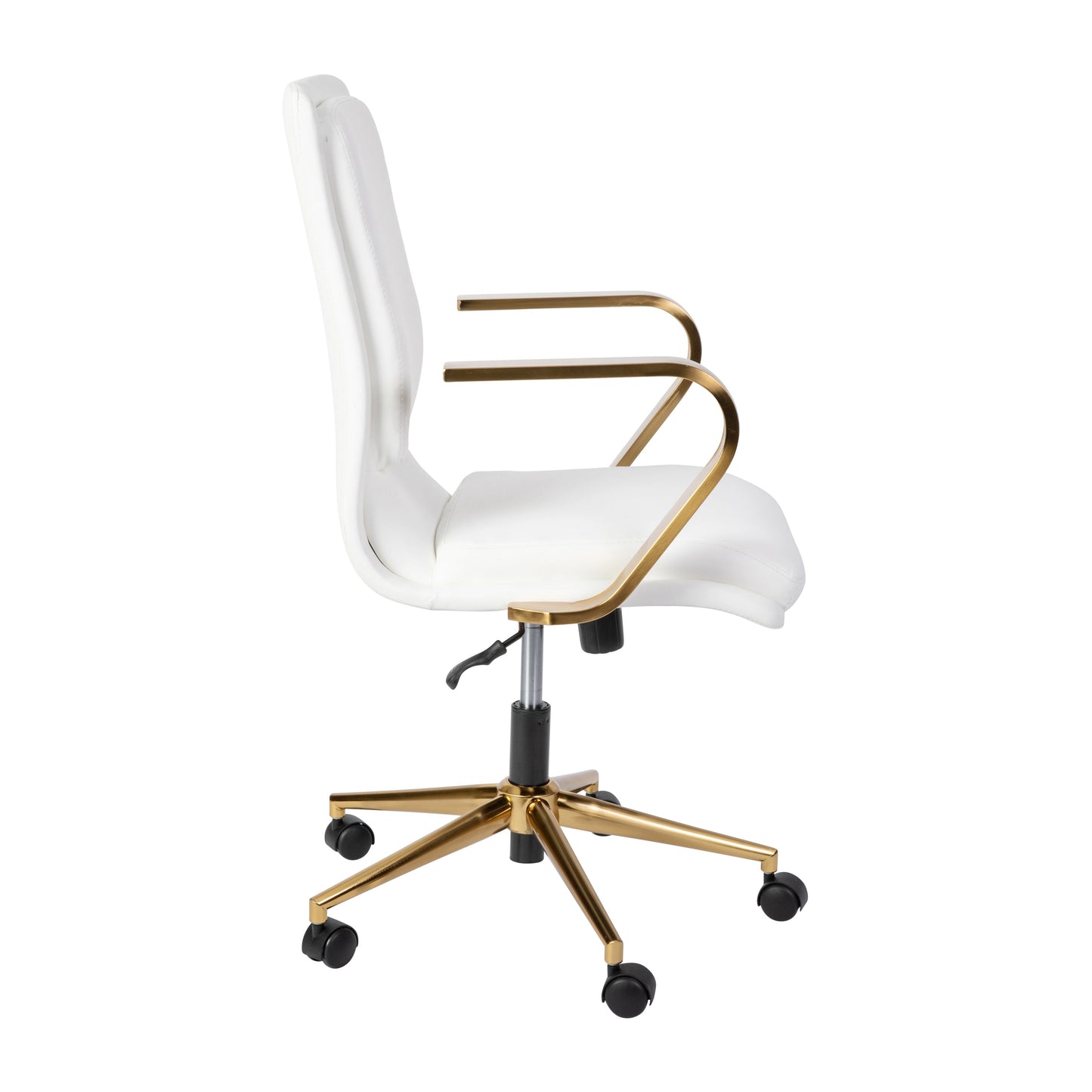 White/Gold Swivel Desk Chair GO-21111B-WH-GLD-GG