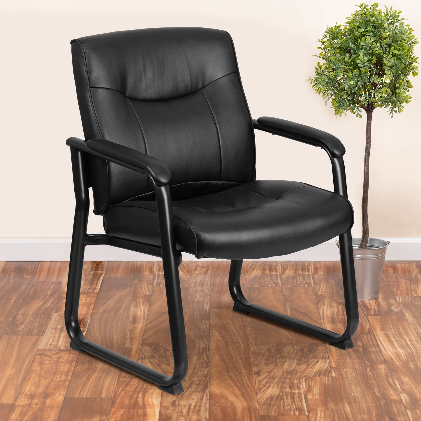 Black Leather Side Chair GO-2136-GG