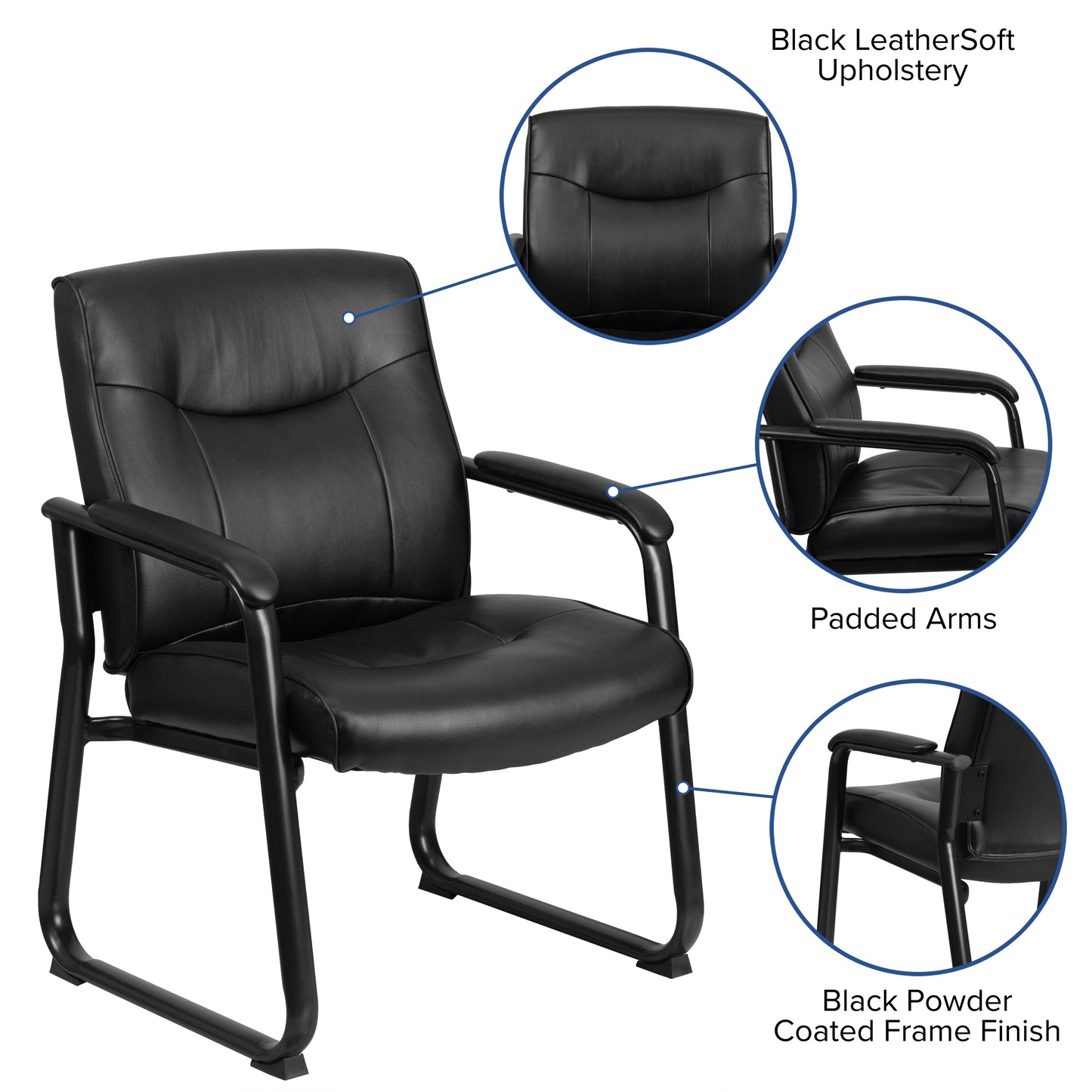 Black Leather Side Chair GO-2136-GG