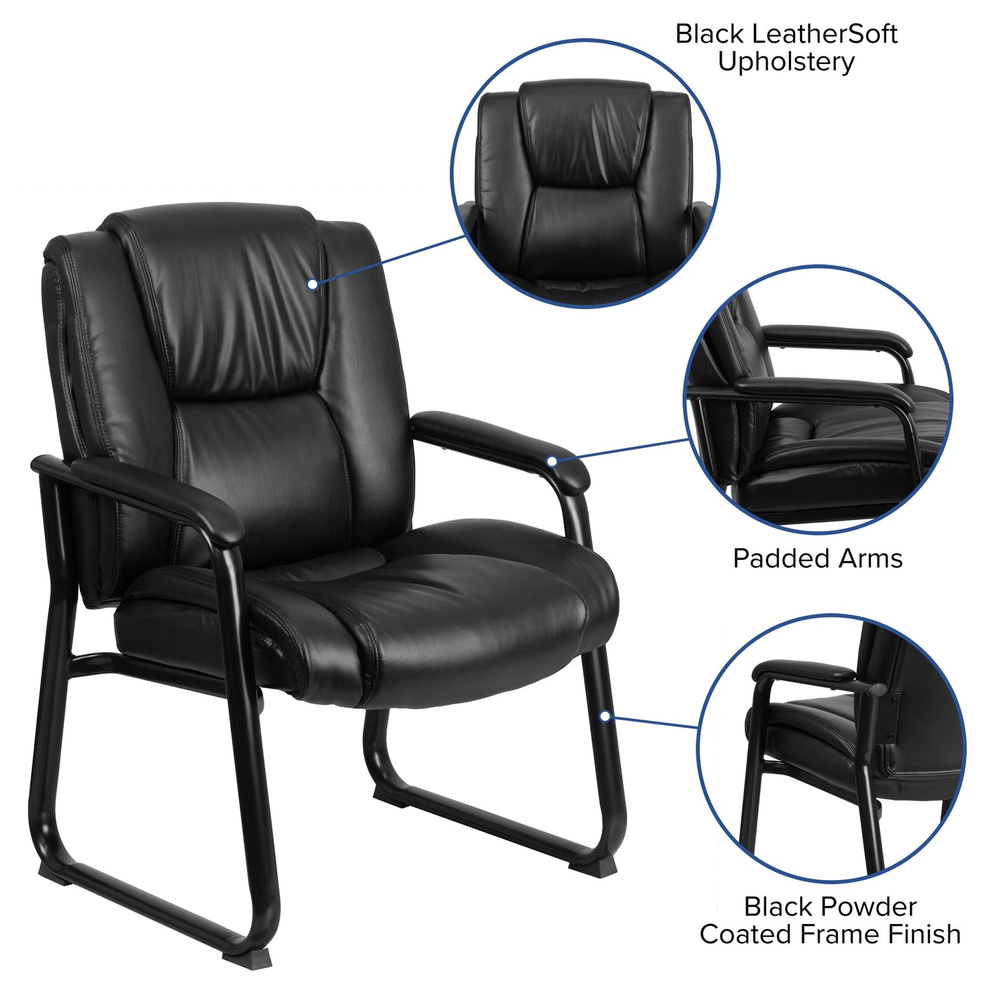 Black Leather Side Chair GO-2138-GG