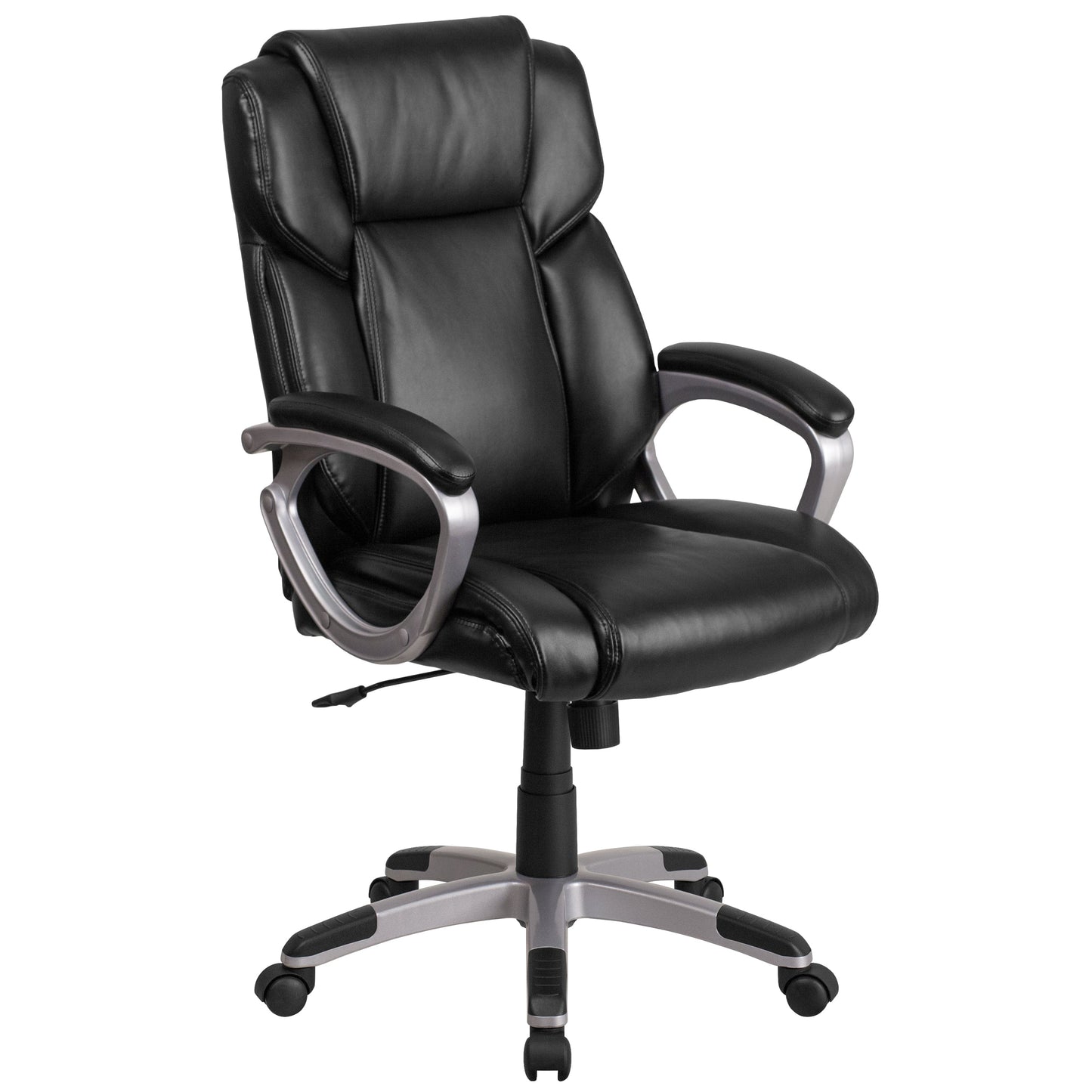 Black Mid-Back Leather Chair GO-2236M-BK-GG