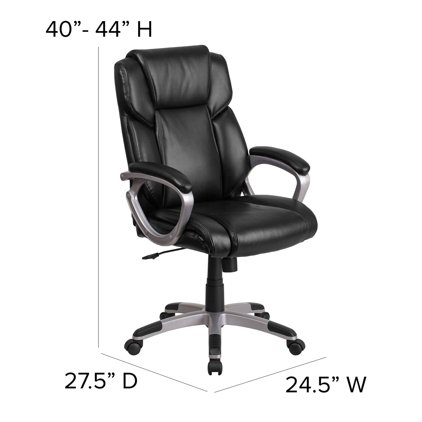 Black Mid-Back Leather Chair GO-2236M-BK-GG