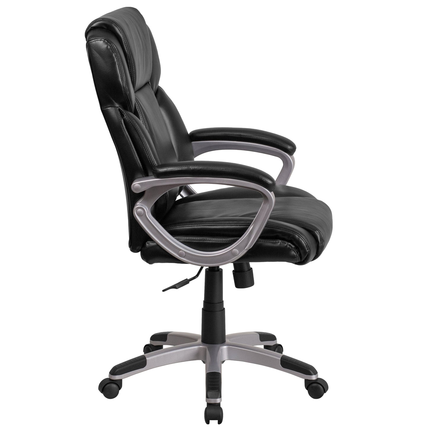 Black Mid-Back Leather Chair GO-2236M-BK-GG