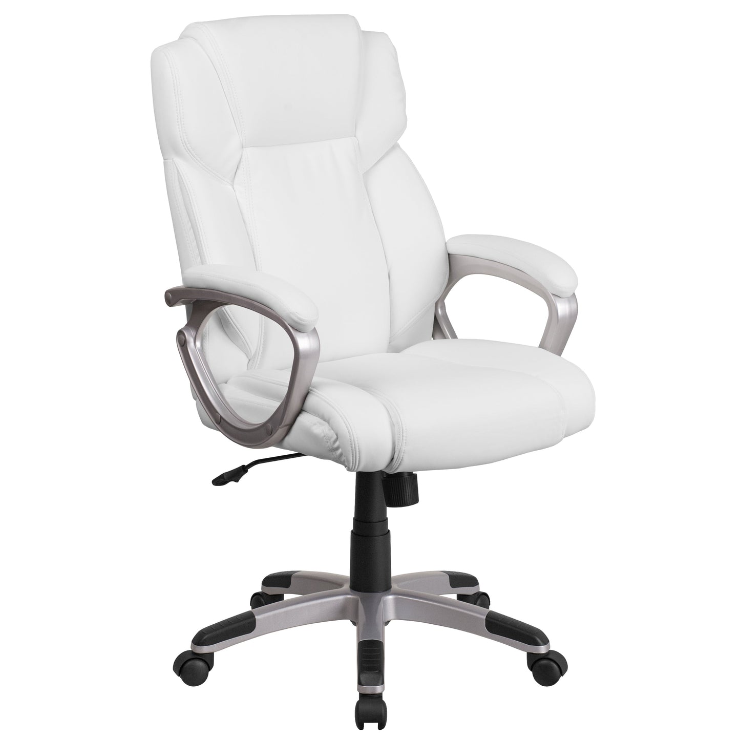 White Mid-Back Leather Chair GO-2236M-WH-GG