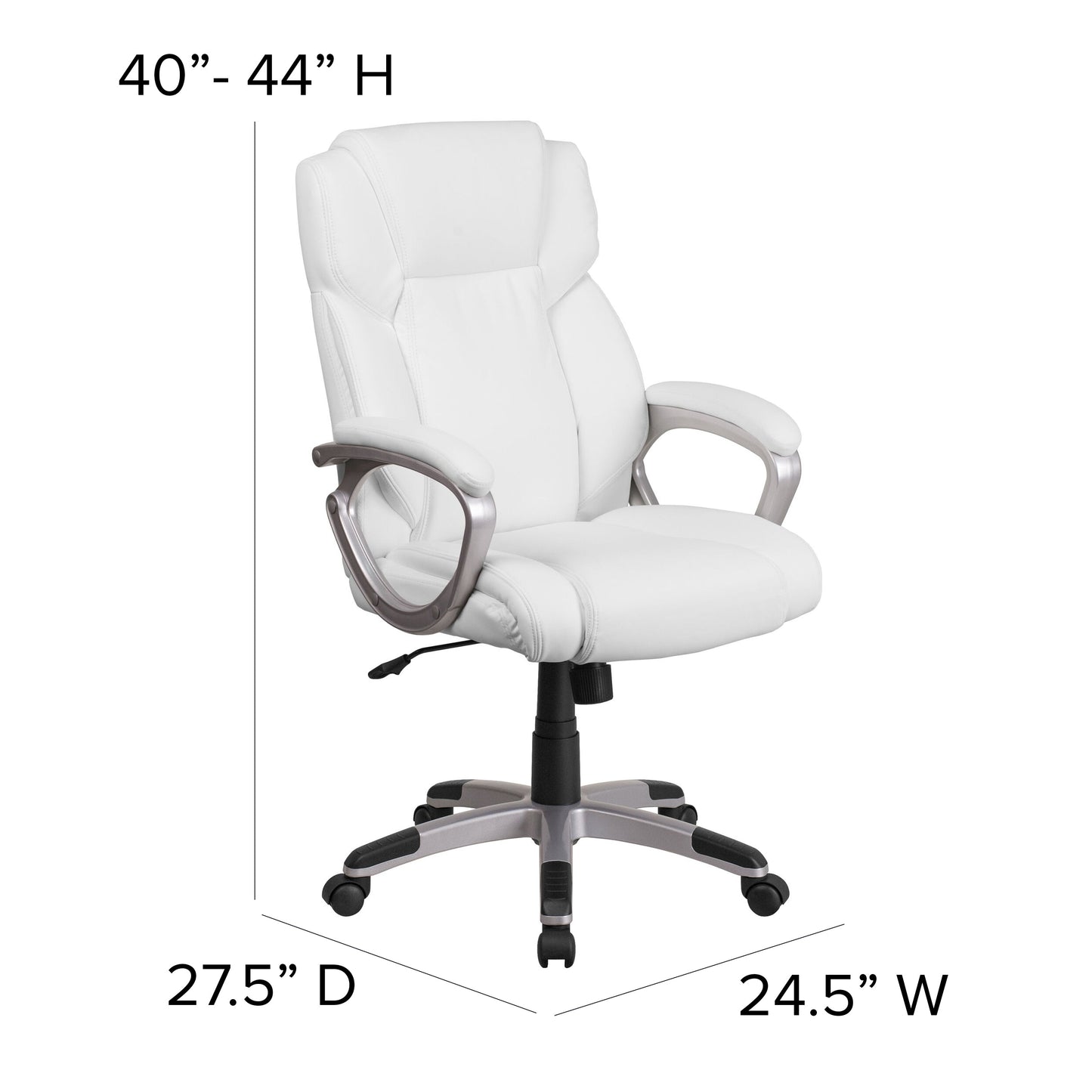 White Mid-Back Leather Chair GO-2236M-WH-GG