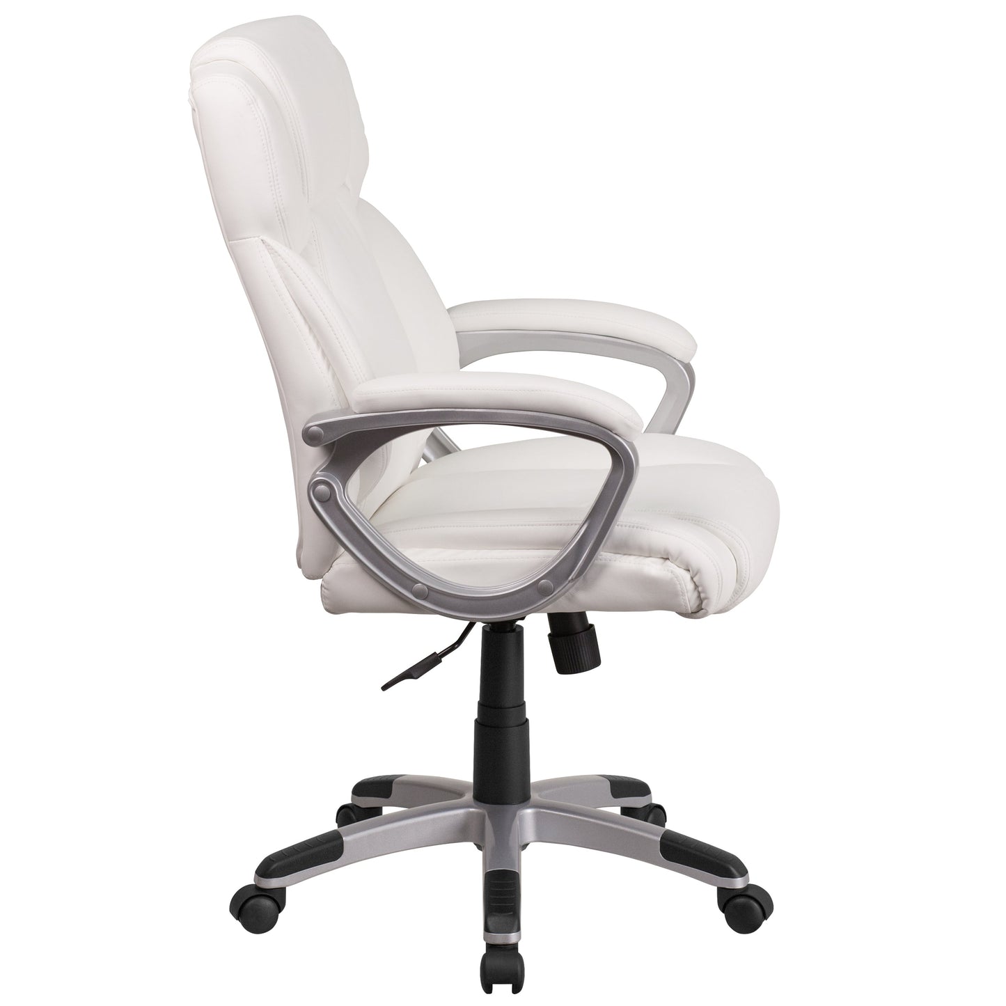 White Mid-Back Leather Chair GO-2236M-WH-GG