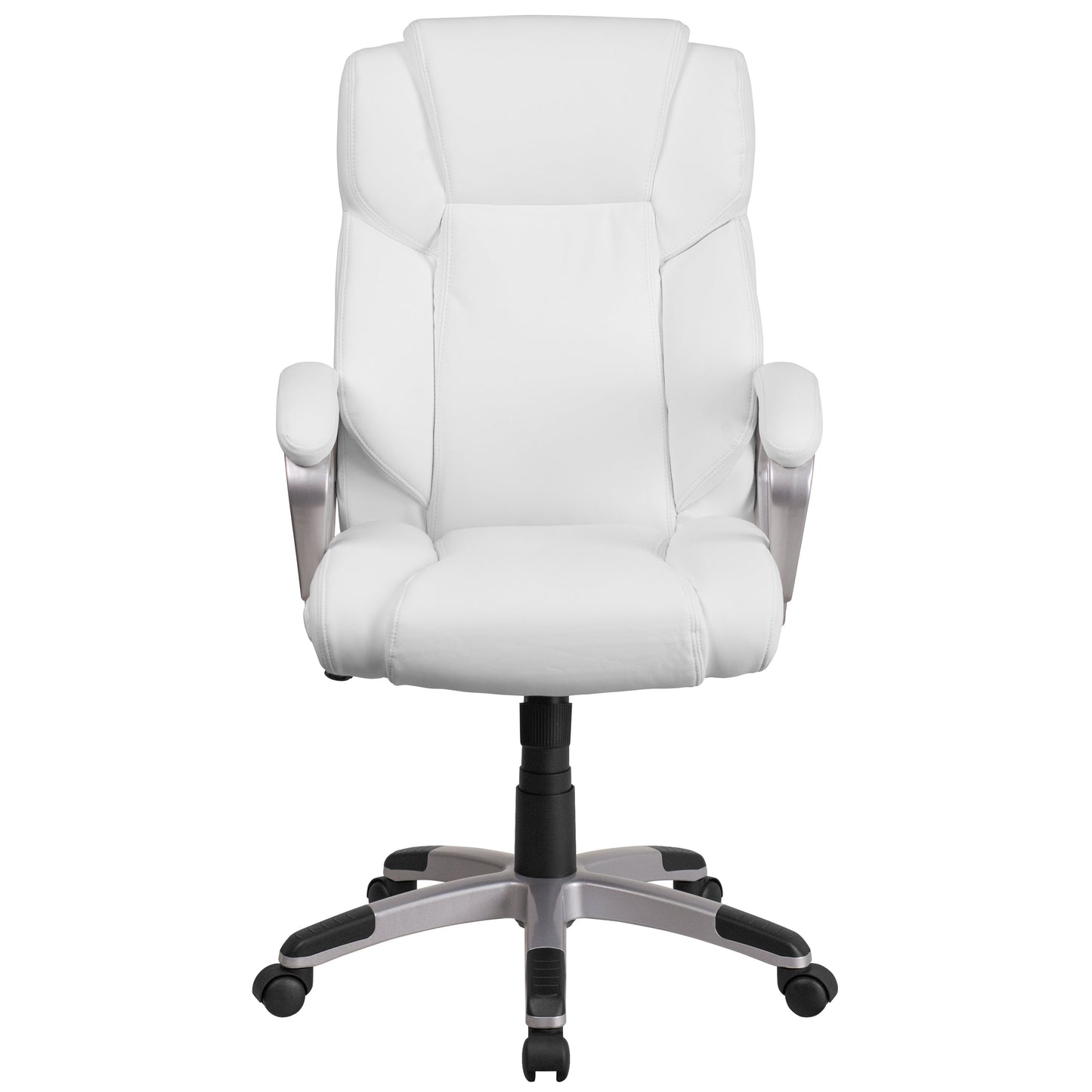 White Mid-Back Leather Chair GO-2236M-WH-GG