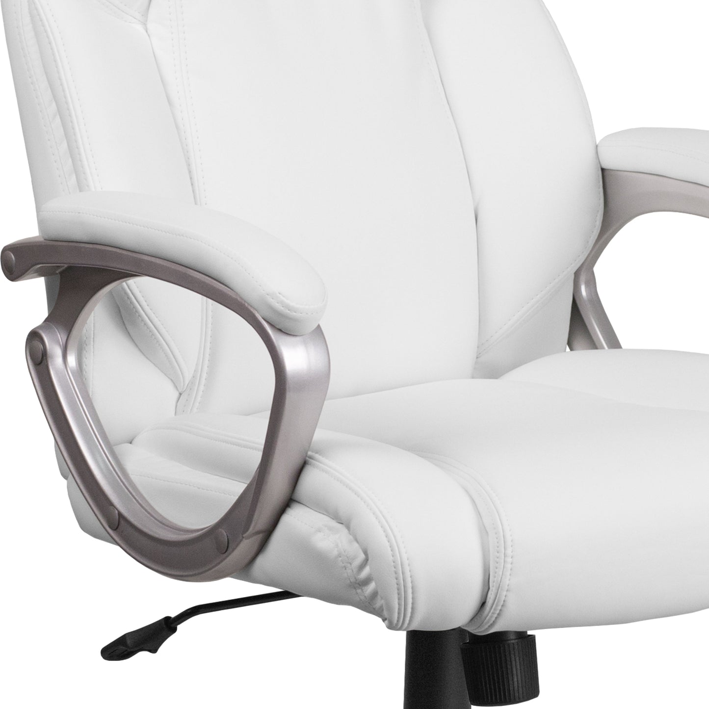 White Mid-Back Leather Chair GO-2236M-WH-GG