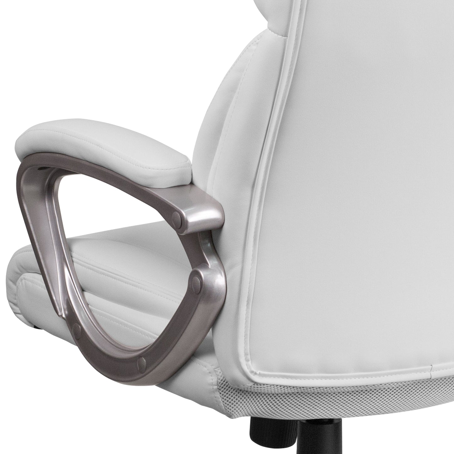 White Mid-Back Leather Chair GO-2236M-WH-GG