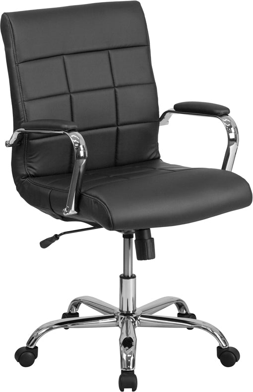 Black Mid-Back Vinyl Chair GO-2240-BK-GG