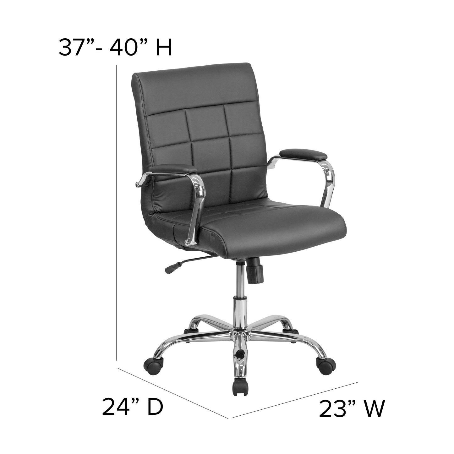 Black Mid-Back Vinyl Chair GO-2240-BK-GG