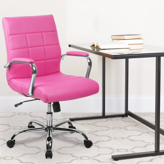 Pink Mid-Back Vinyl Chair GO-2240-PK-GG