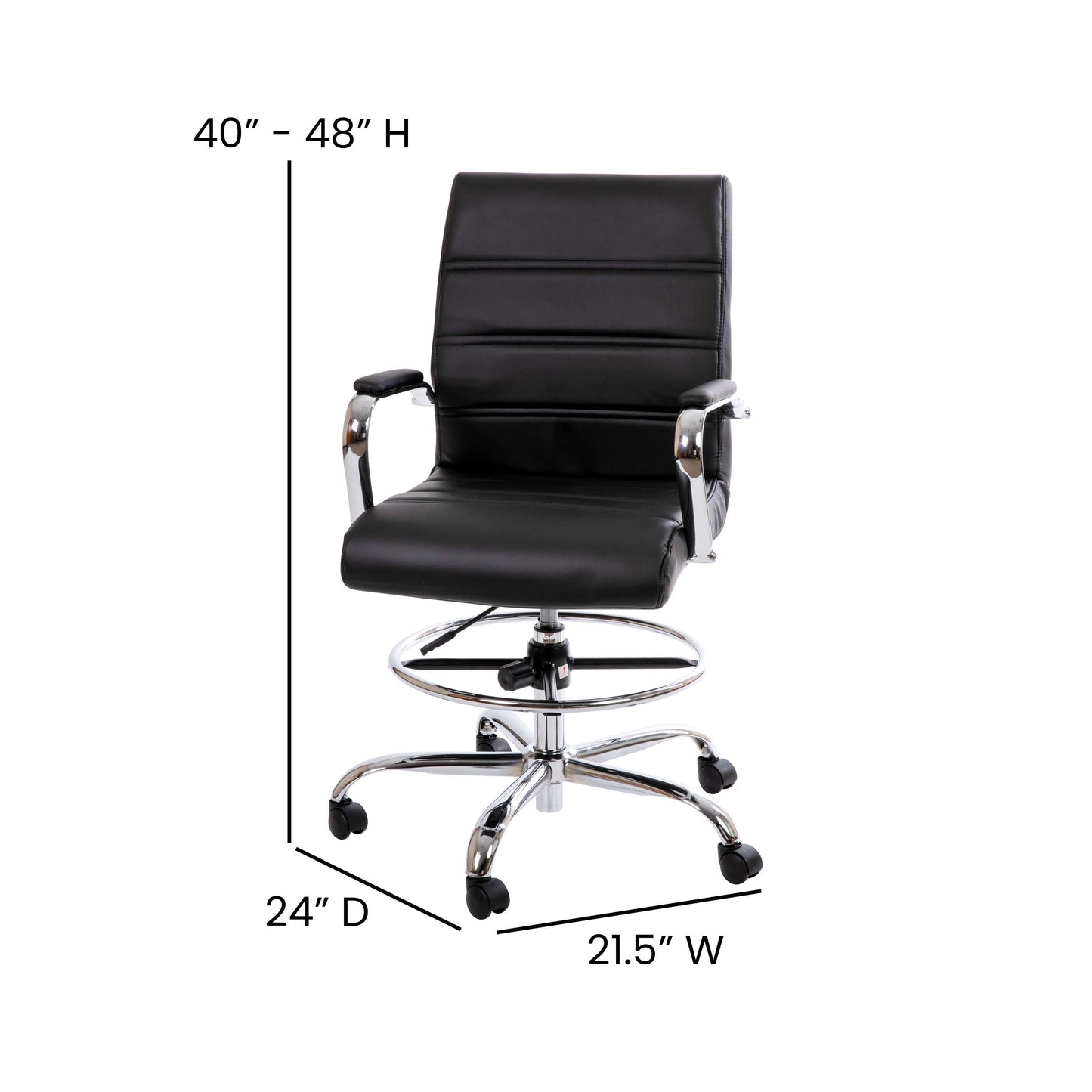 Black LeatherSoft Draft Chair GO-2286B-BK-GG