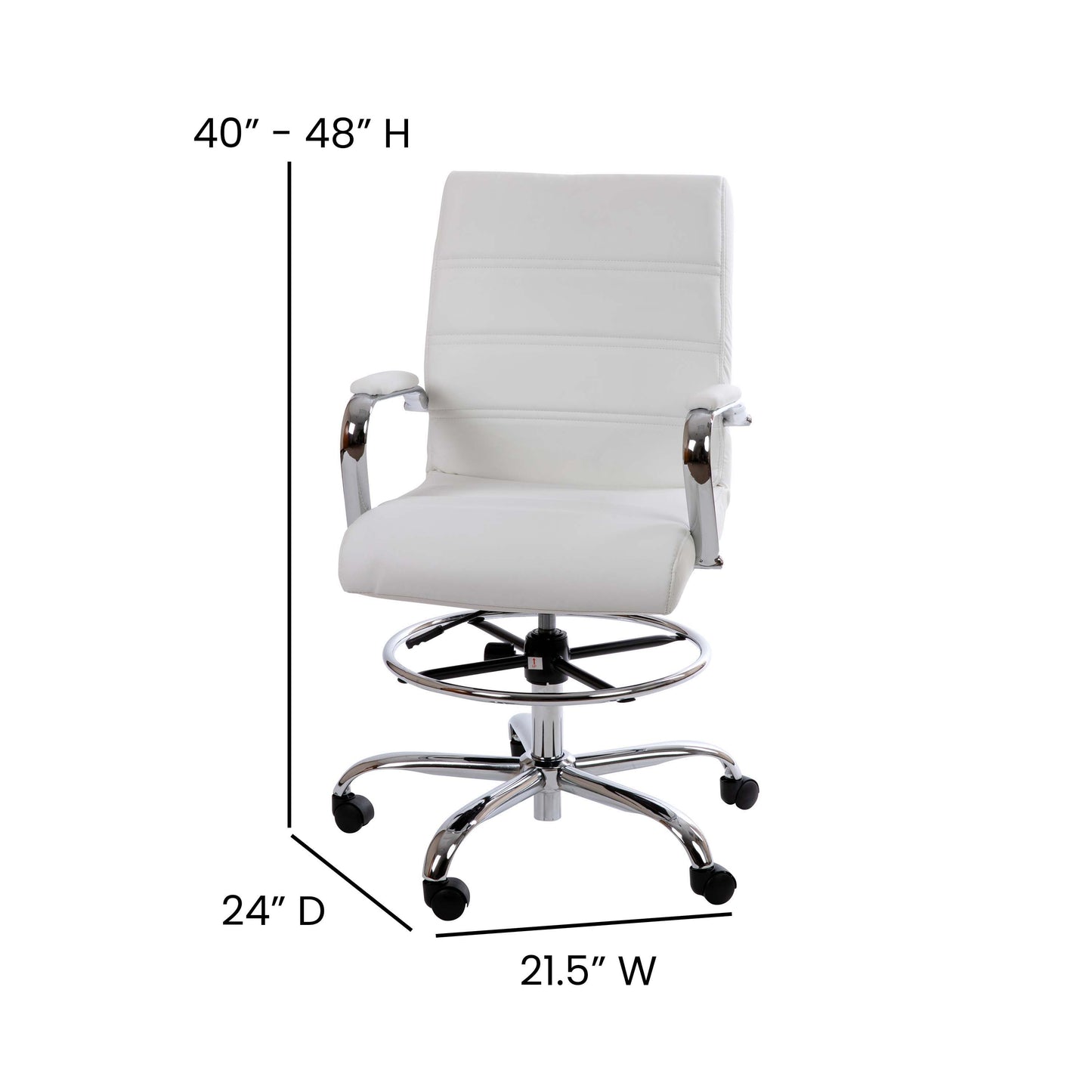 White LeatherSoft Draft Chair GO-2286B-WH-GG