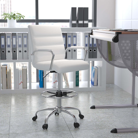 White LeatherSoft Draft Chair GO-2286B-WH-GG