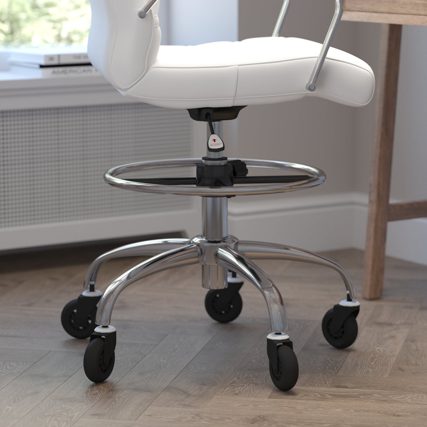 White Chair with Skate Wheels GO-2286B-WH-RLB-GG