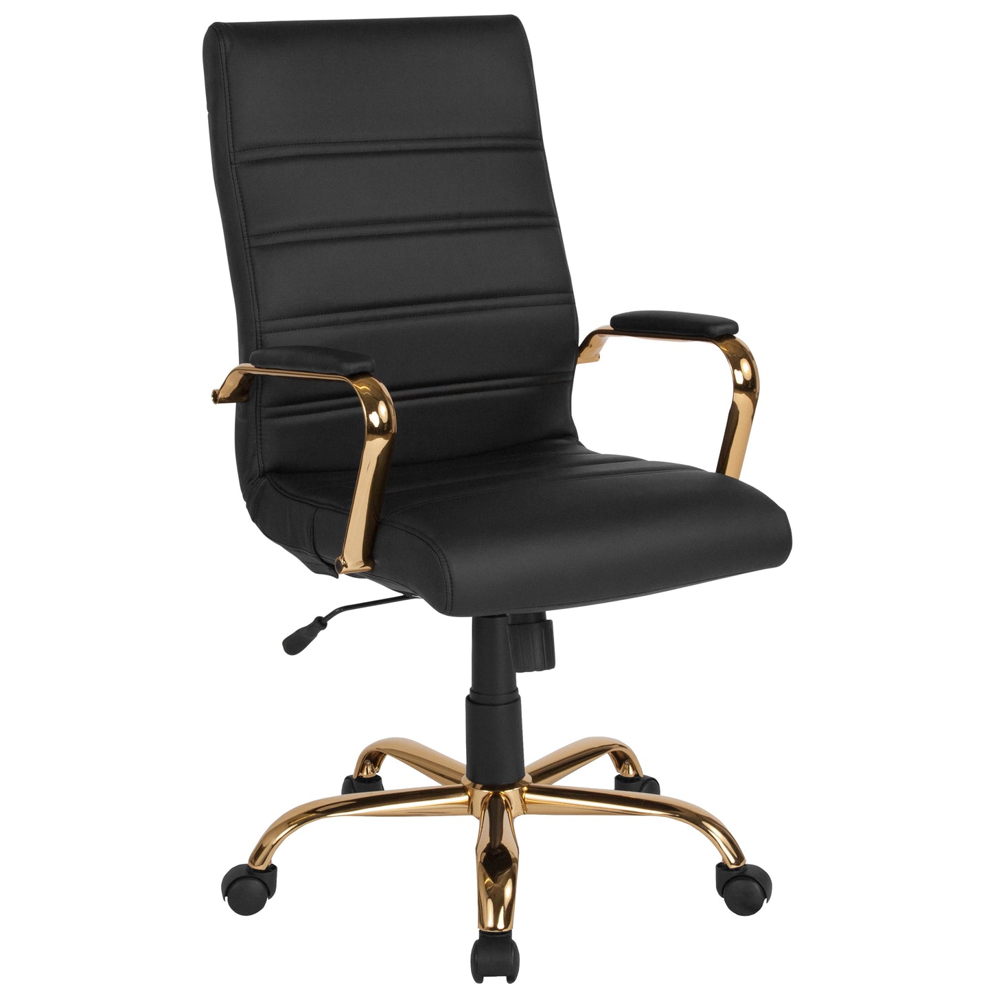 Black High Back Leather Chair GO-2286H-BK-GLD-GG