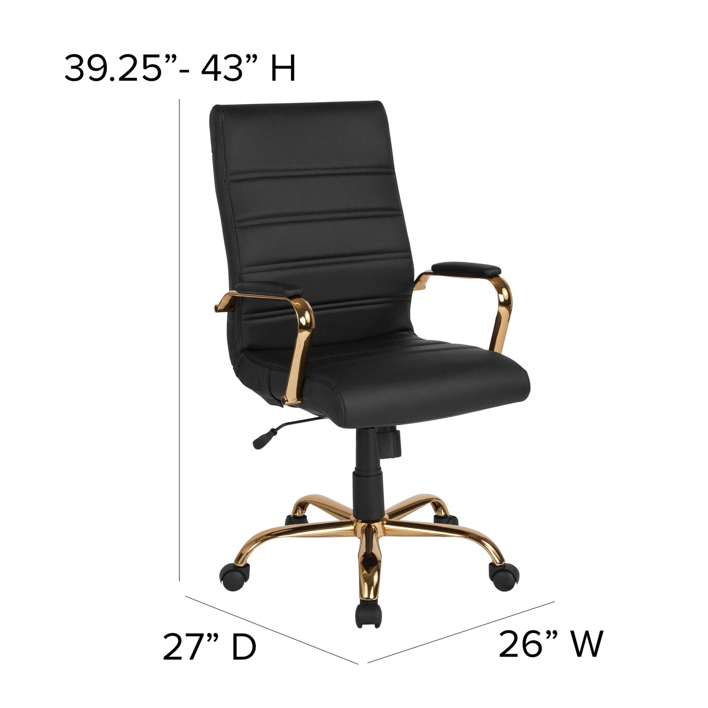 Black High Back Leather Chair GO-2286H-BK-GLD-GG