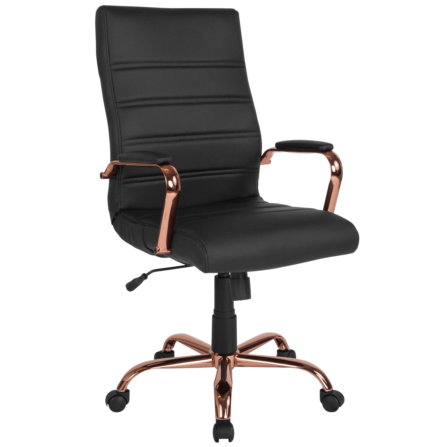 Black High Back Leather Chair GO-2286H-BK-RSGLD-GG