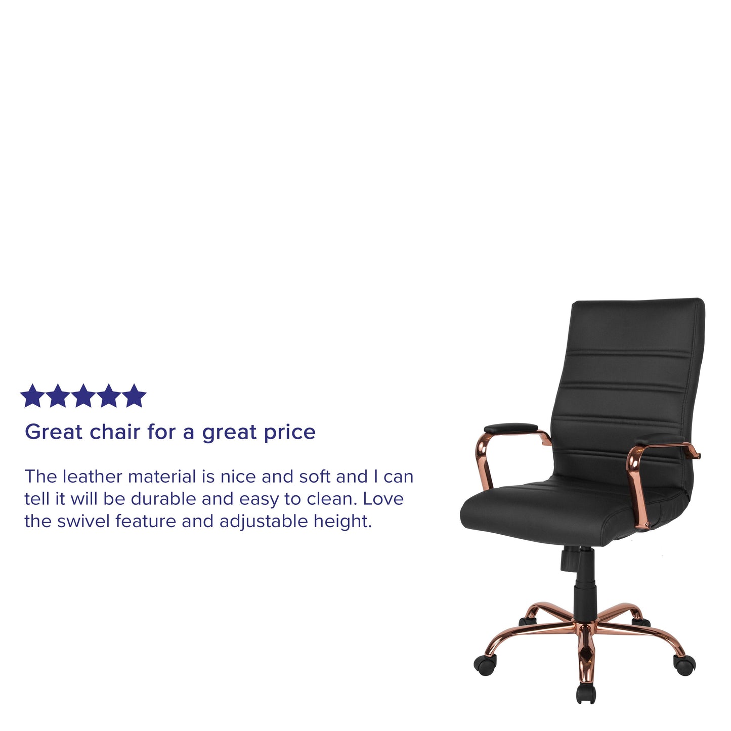 Black High Back Leather Chair GO-2286H-BK-RSGLD-GG