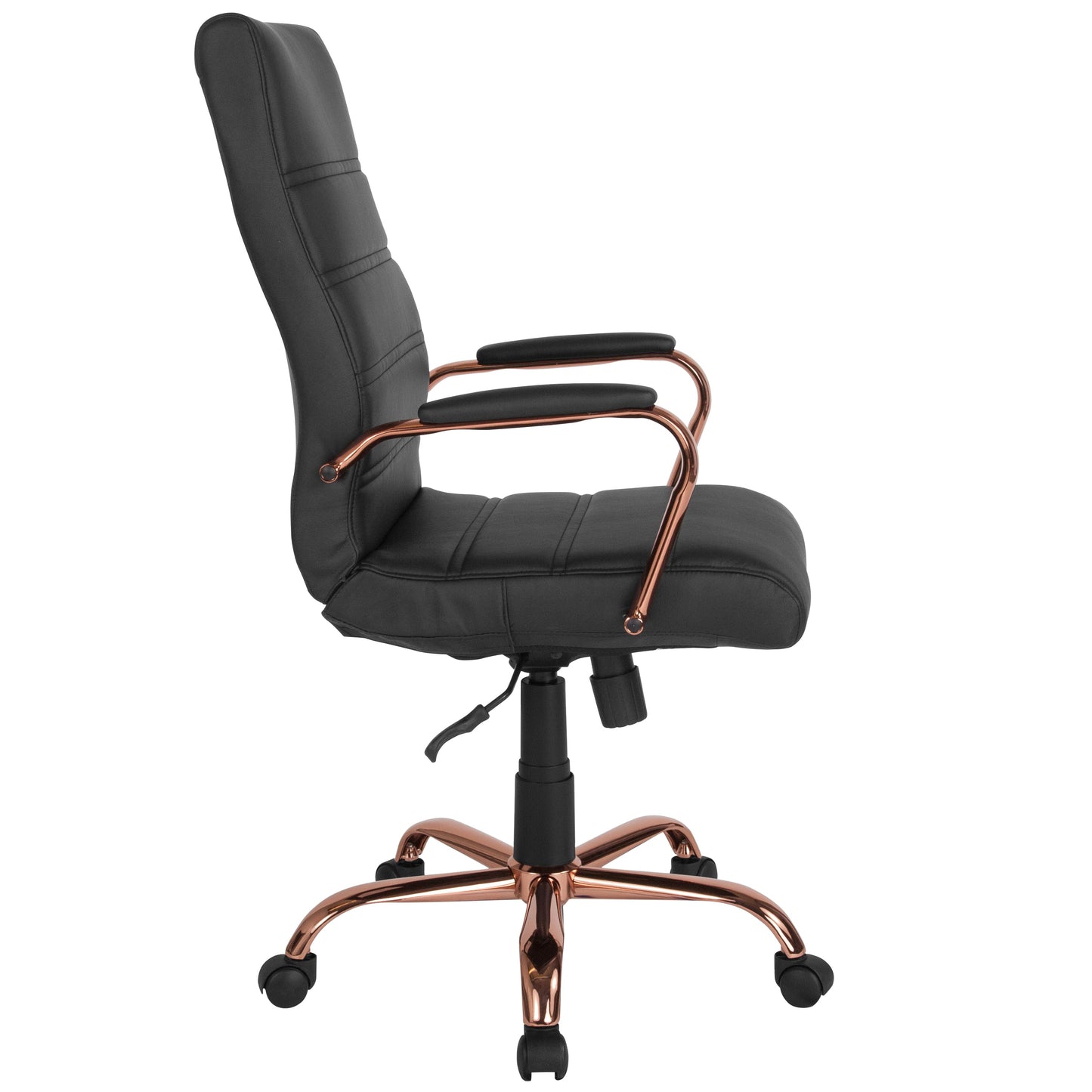 Black High Back Leather Chair GO-2286H-BK-RSGLD-GG